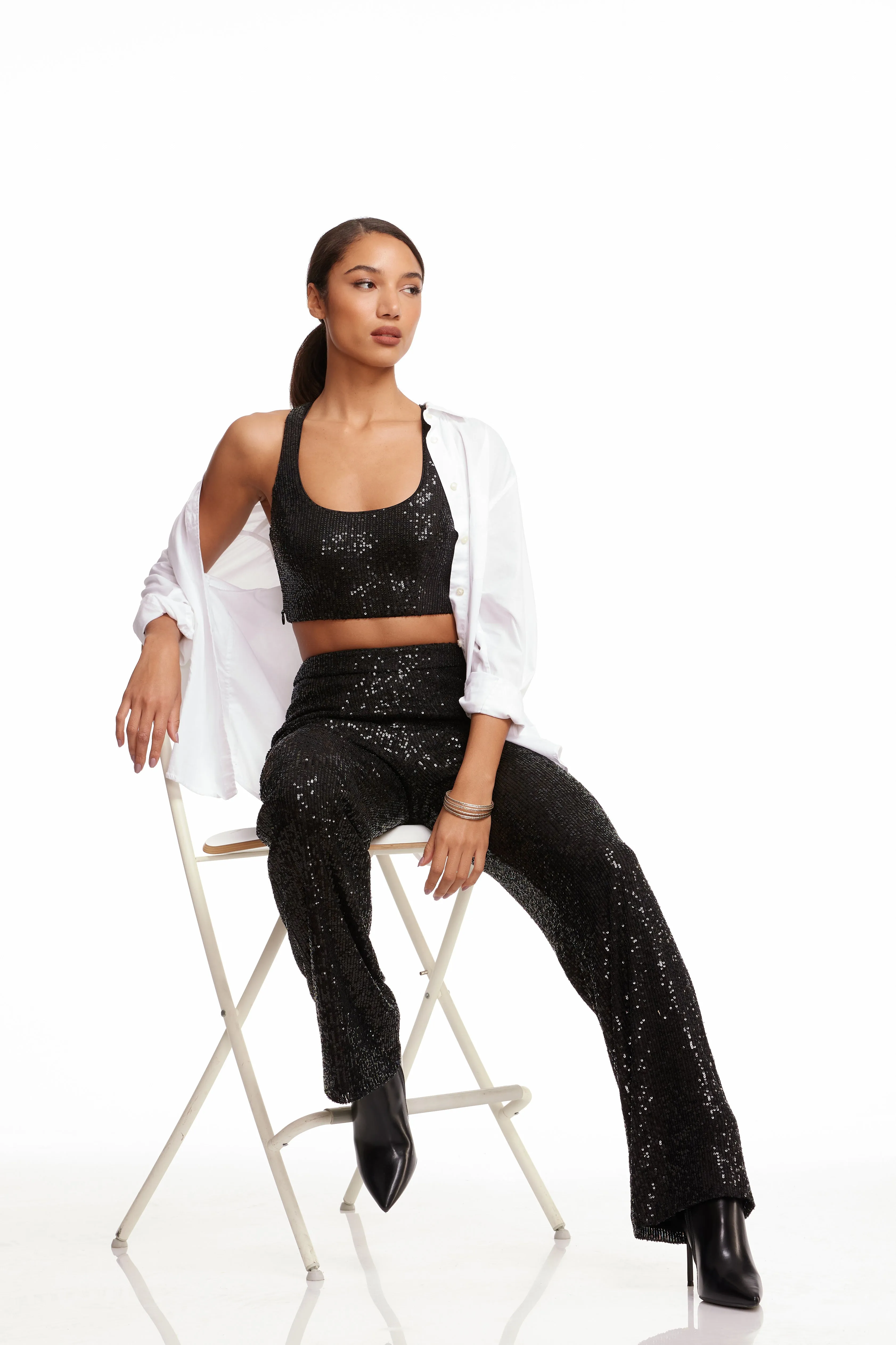 Sequin Wide Leg Pant sold by Dress the Population product image thumbnail 3