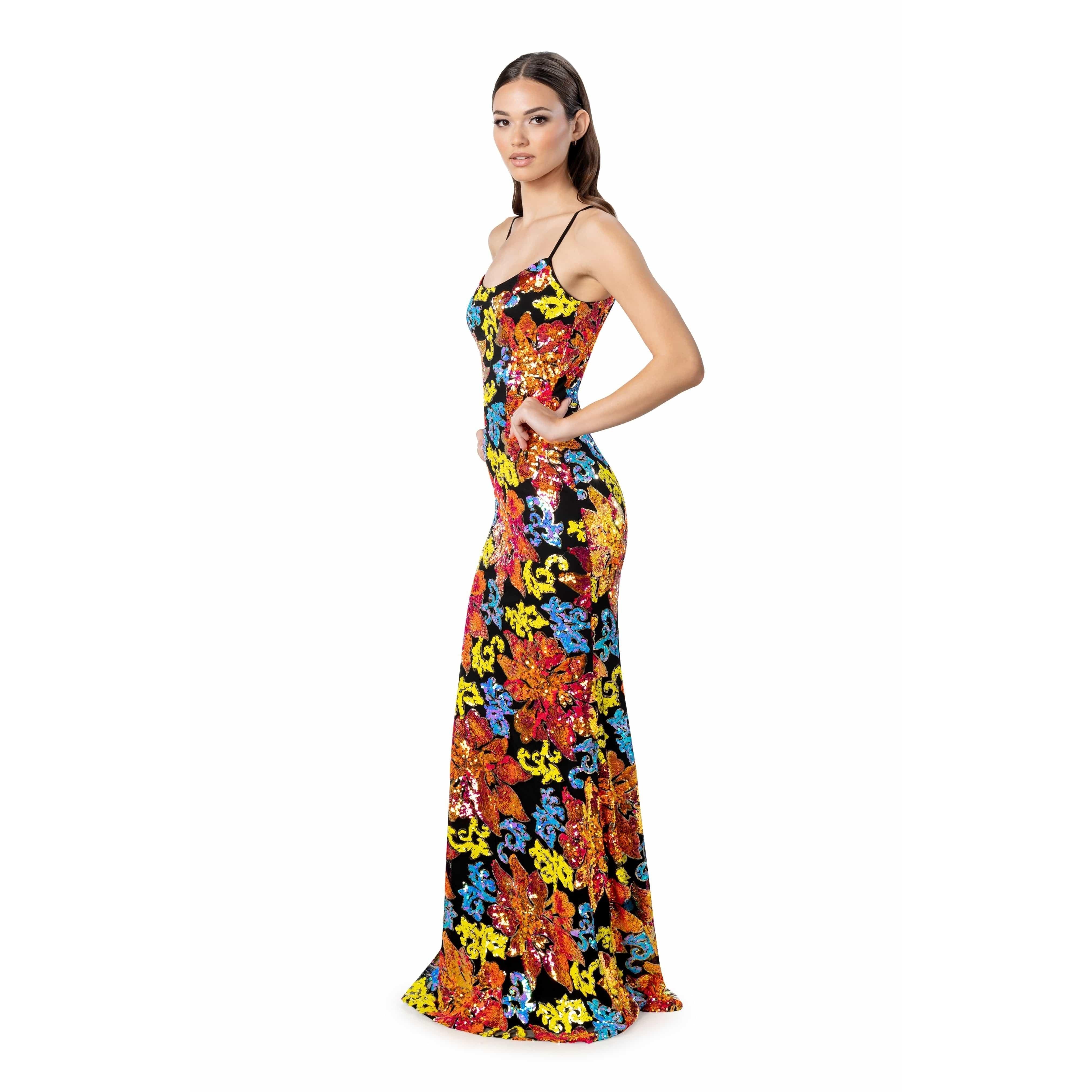 Giovanna Floral Sequin Gown sold by Dress the Population product image thumbnail 2