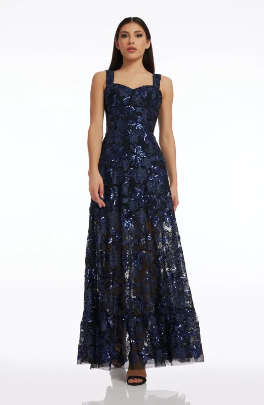 Anabel Sequin Embroidered Gown sold by Dress the Population