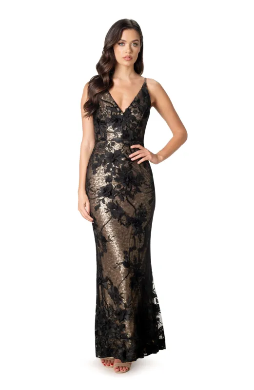 Sharon Lace Overlay Gown sold by Dress the Population