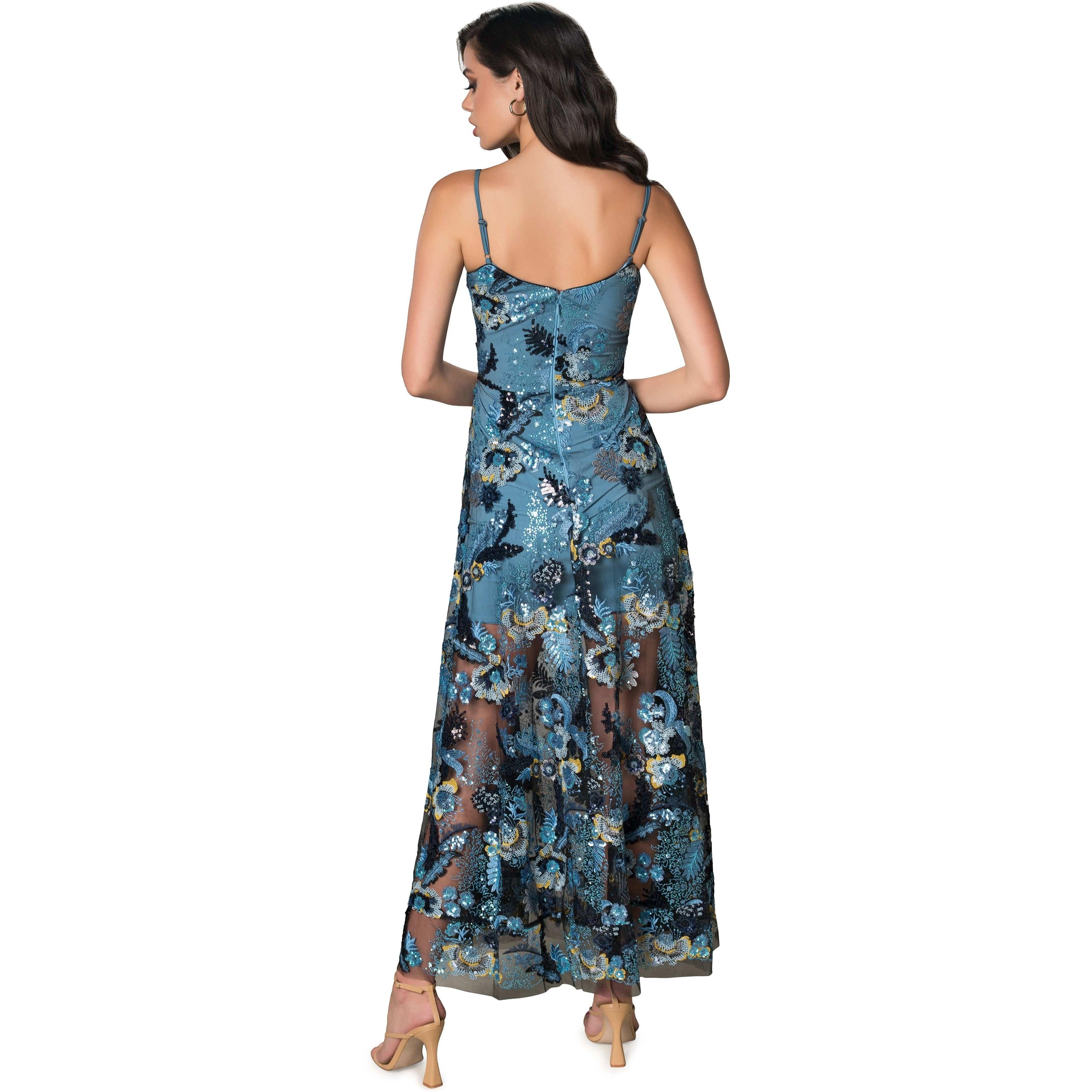 Umalina Feathered Floral Sequin Dress sold by Dress the Population product image thumbnail 2