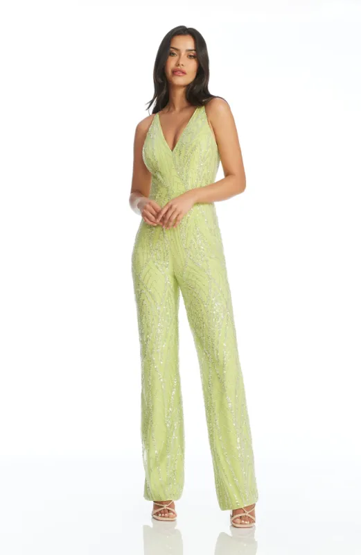 Charlie Beaded Jumpsuit sold by Dress the Population