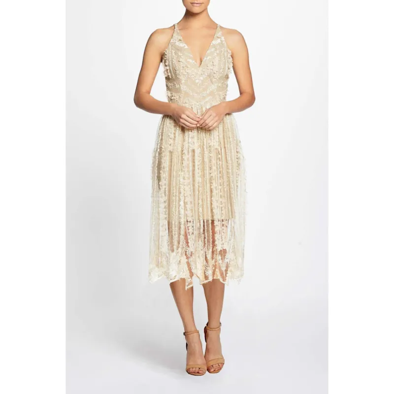 Audrey Floral Embroidery Dress sold by Dress the Population