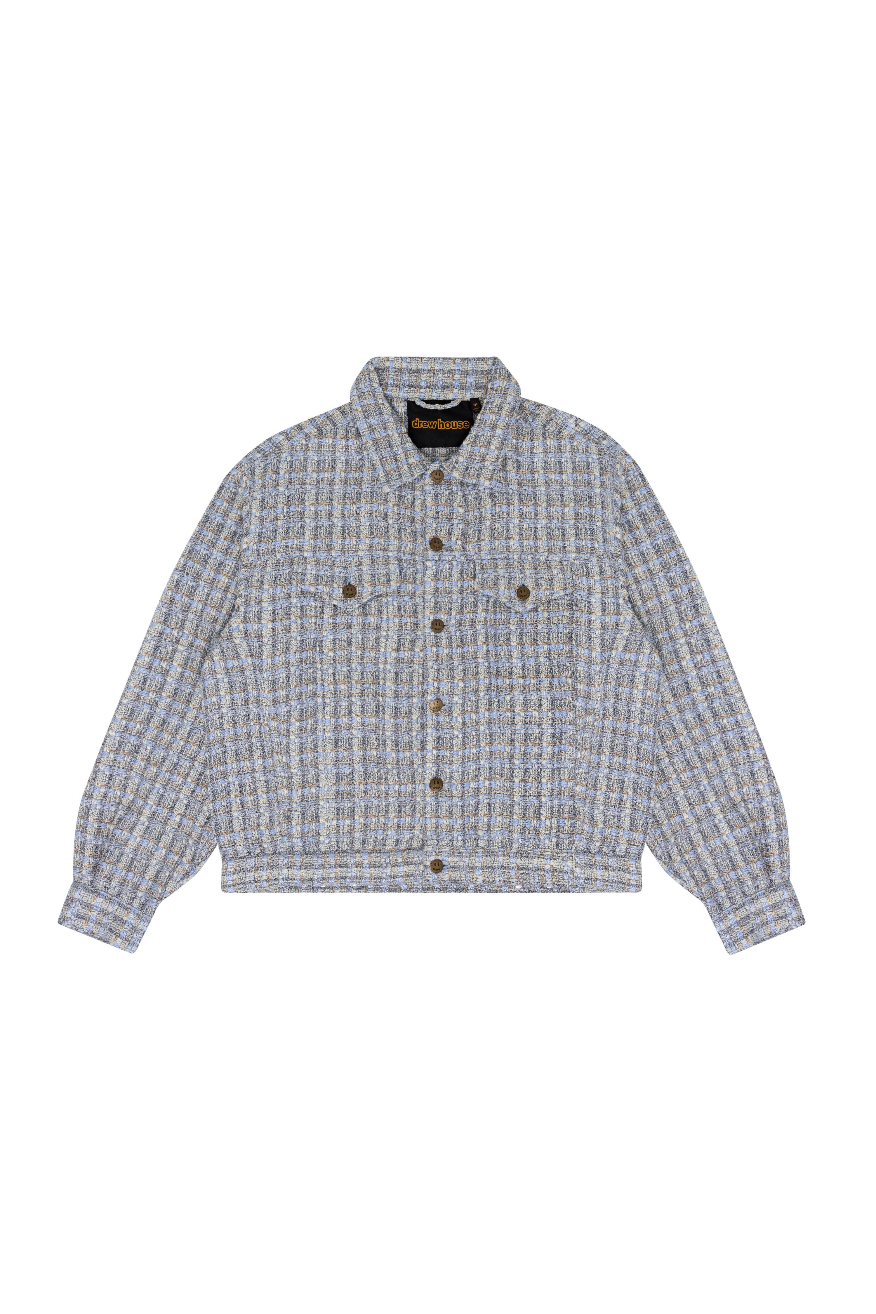 boucle mascot oversized trucker jacket - blue sold by DREW