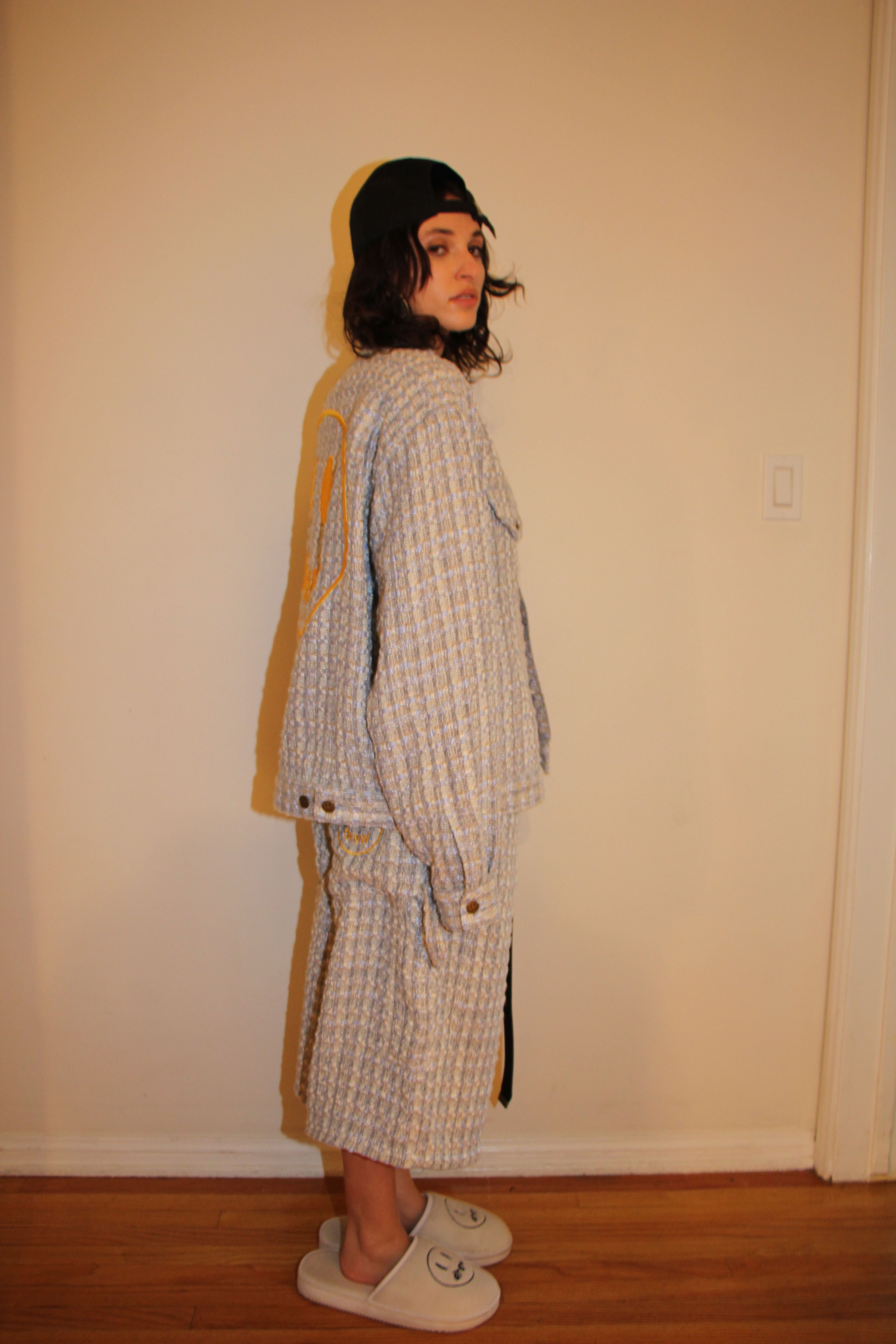 boucle mascot oversized trucker jacket - blue sold by DREW product image thumbnail 9