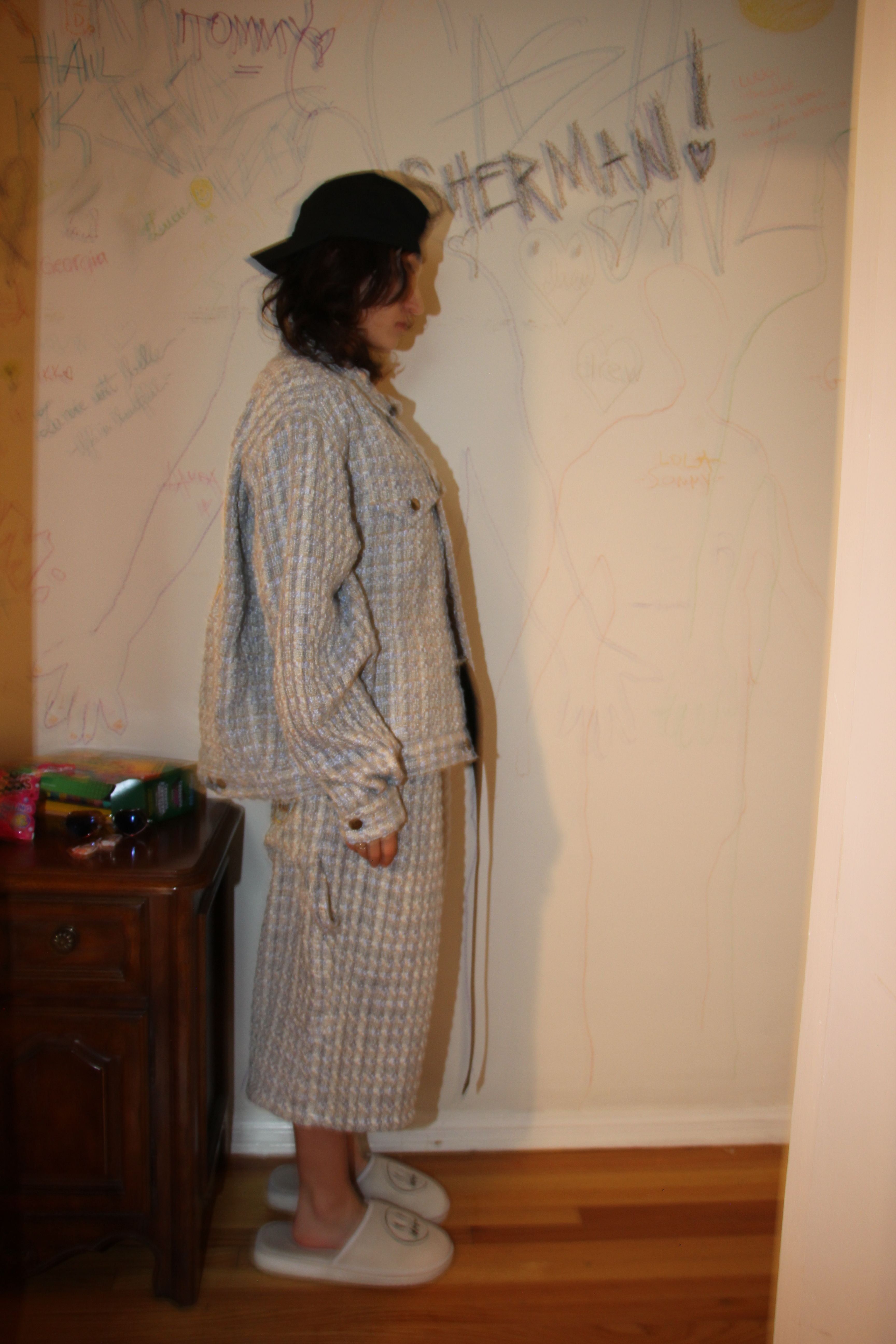 boucle mascot oversized trucker jacket - blue sold by DREW product image thumbnail 11