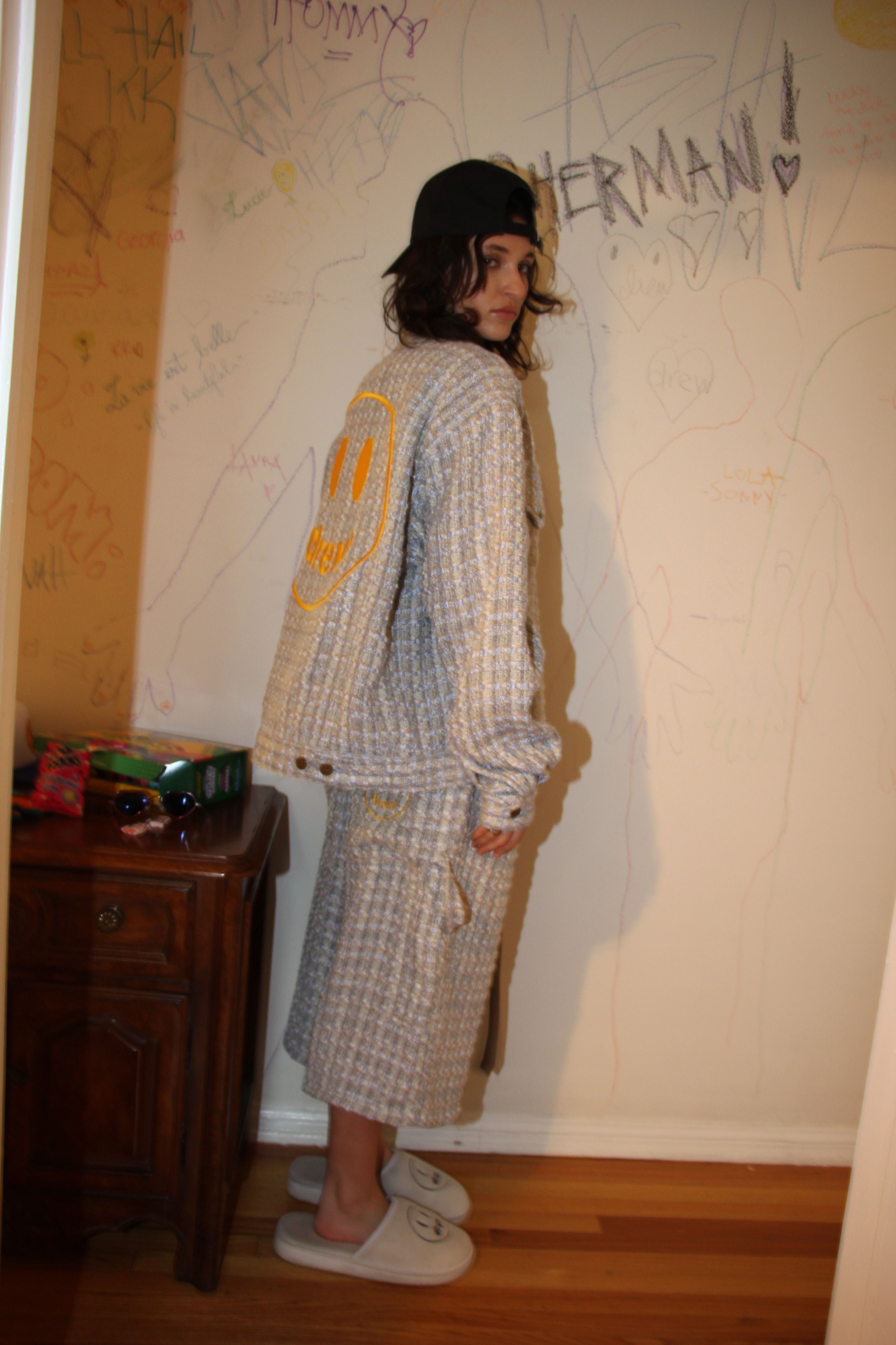 boucle mascot oversized trucker jacket - blue sold by DREW product image thumbnail 5