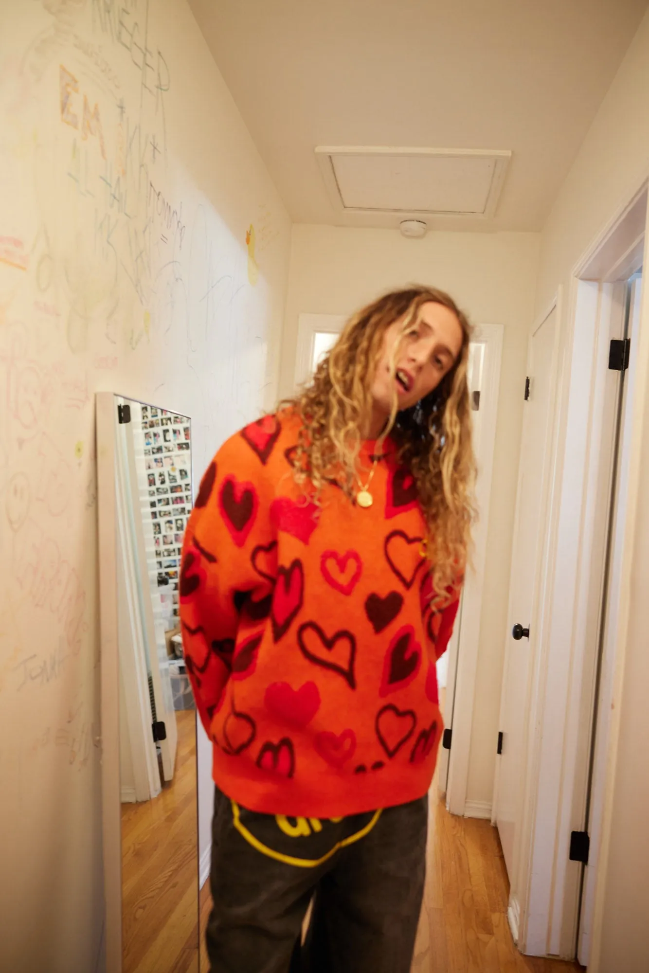 scribble hearts sweater - orange sold by DREW product image thumbnail 5