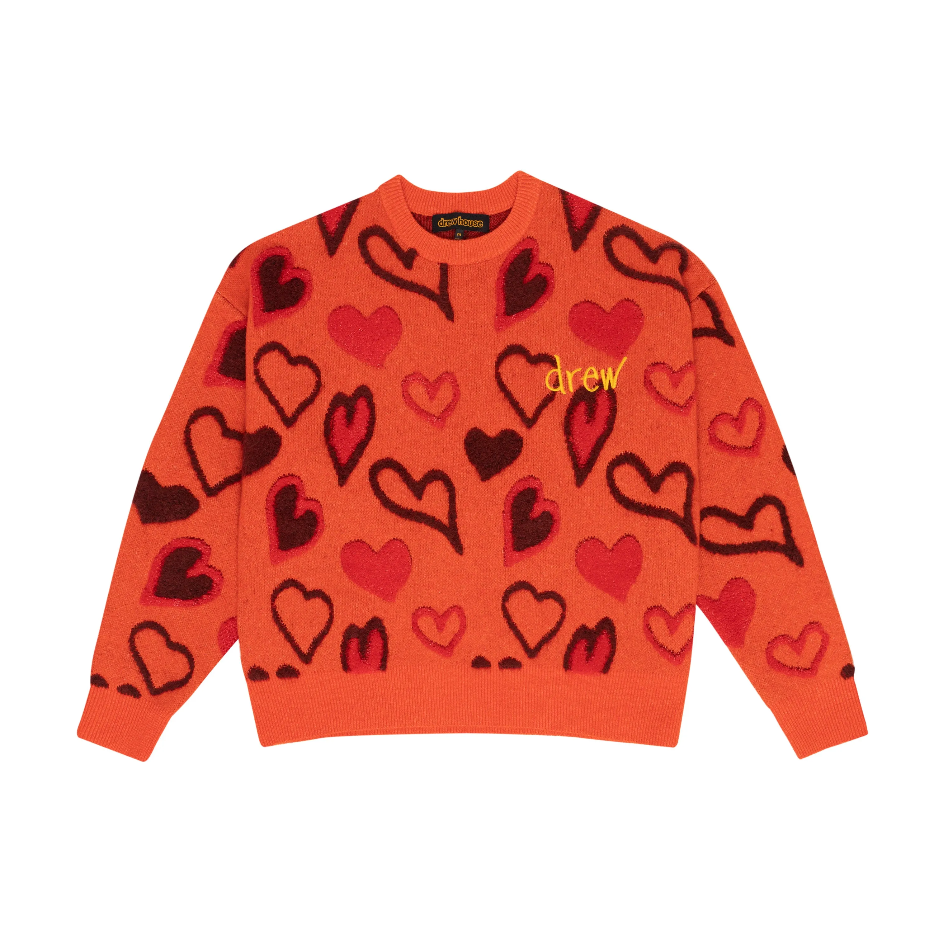 scribble hearts sweater - orange sold by DREW