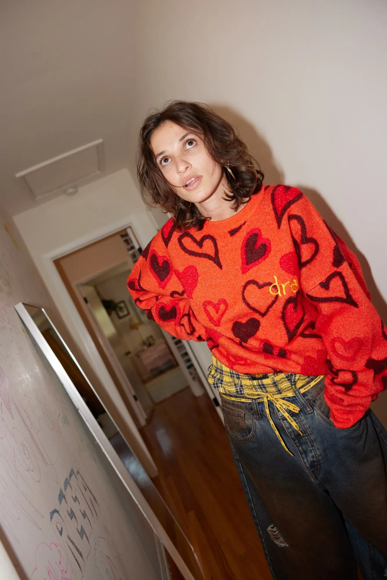 scribble hearts sweater - orange sold by DREW product image thumbnail 3