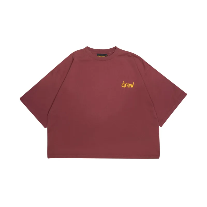 scribble boxy ss tee - faded maroon made by DREW