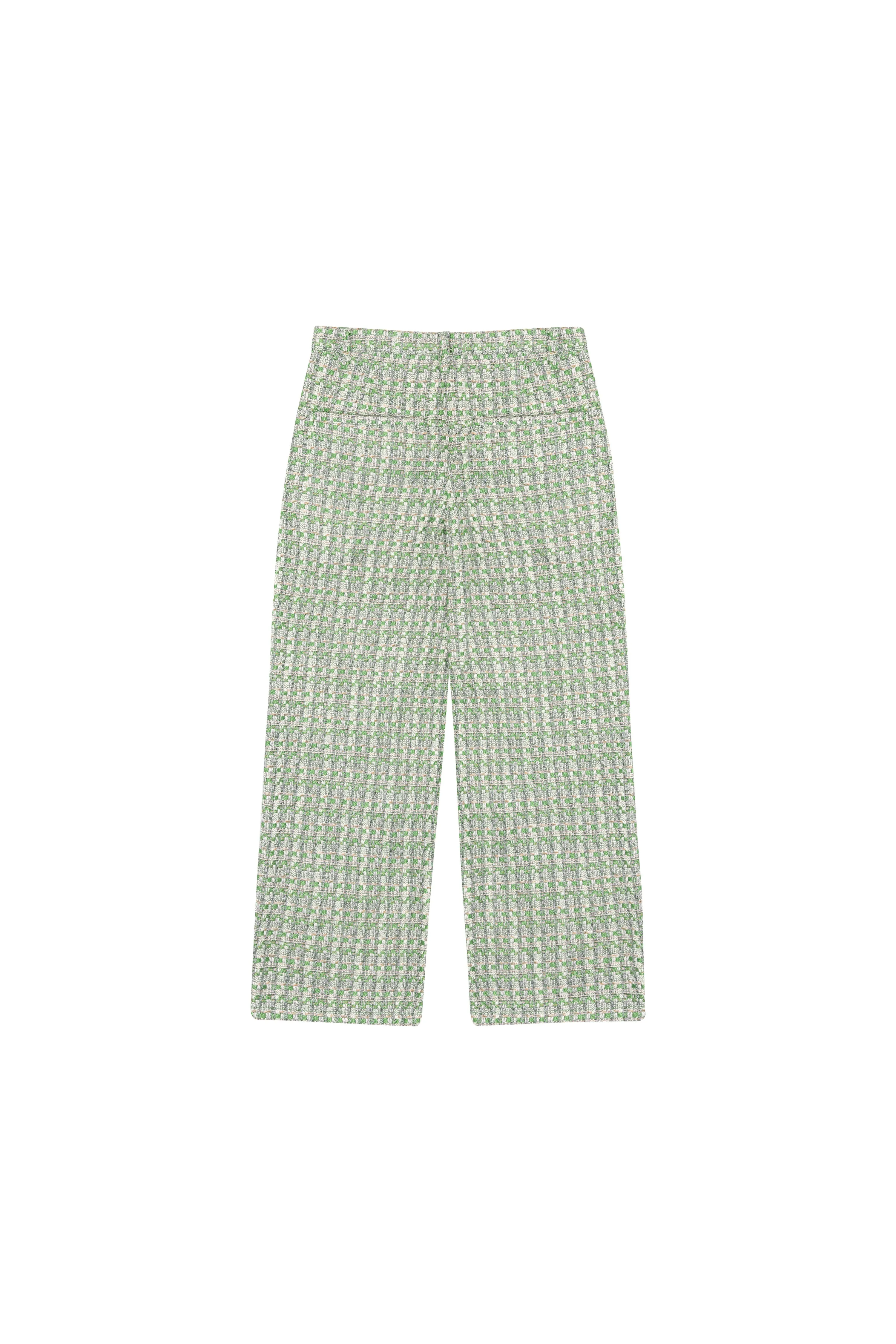 boucle wide leg pleated trouser - green sold by DREW product image thumbnail 2
