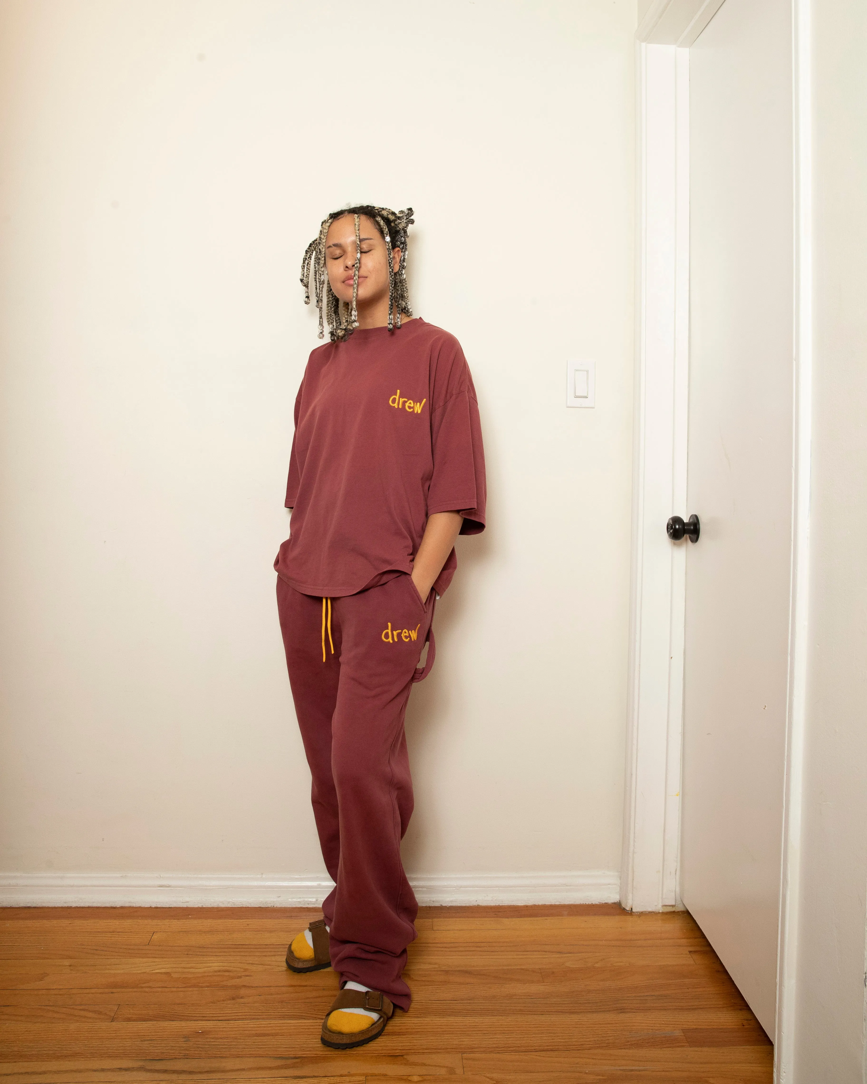 scribble carpenter sweatpant - faded maroon sold by DREW product image thumbnail 3