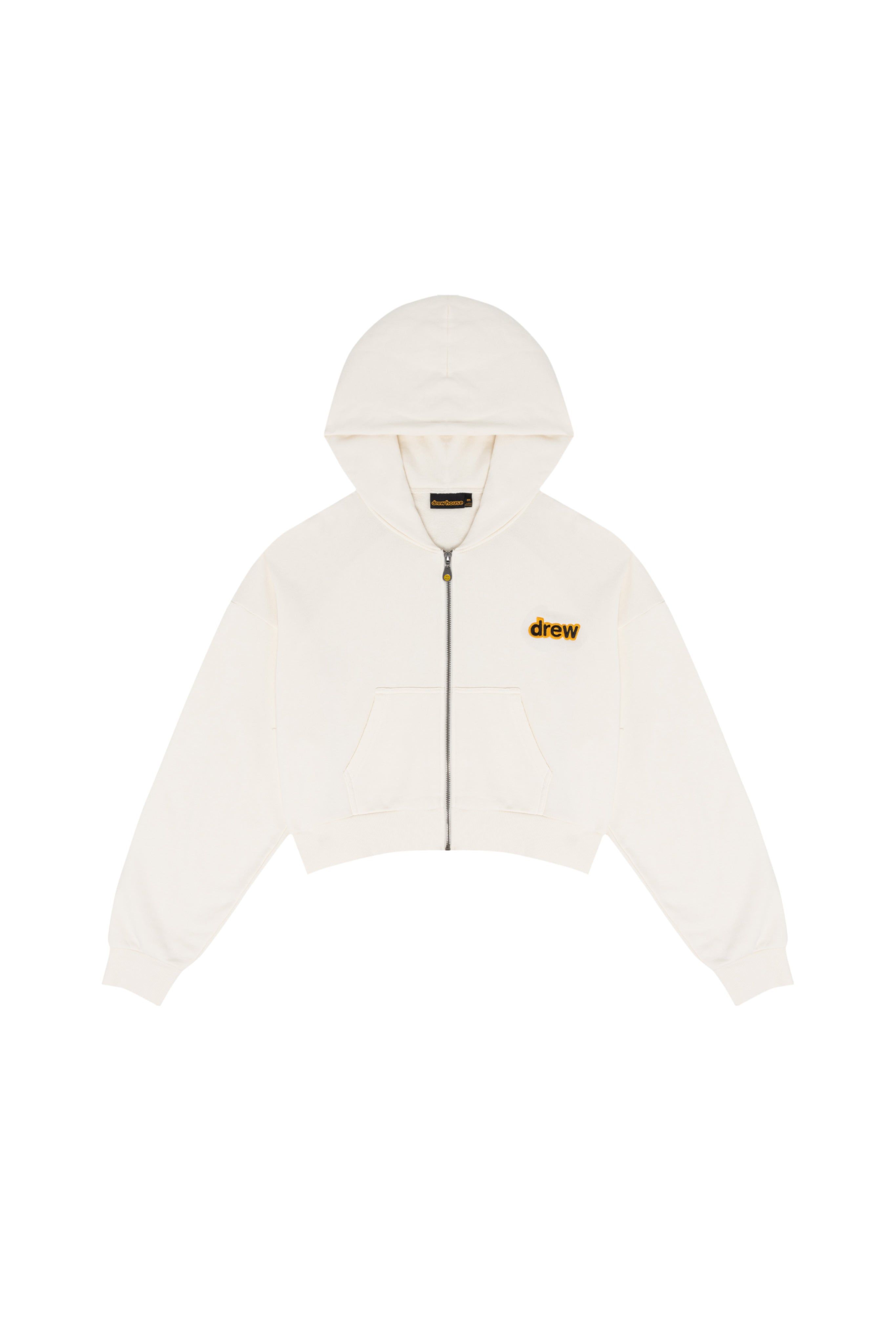 cropped zip up hoodie - off white sold by DREW