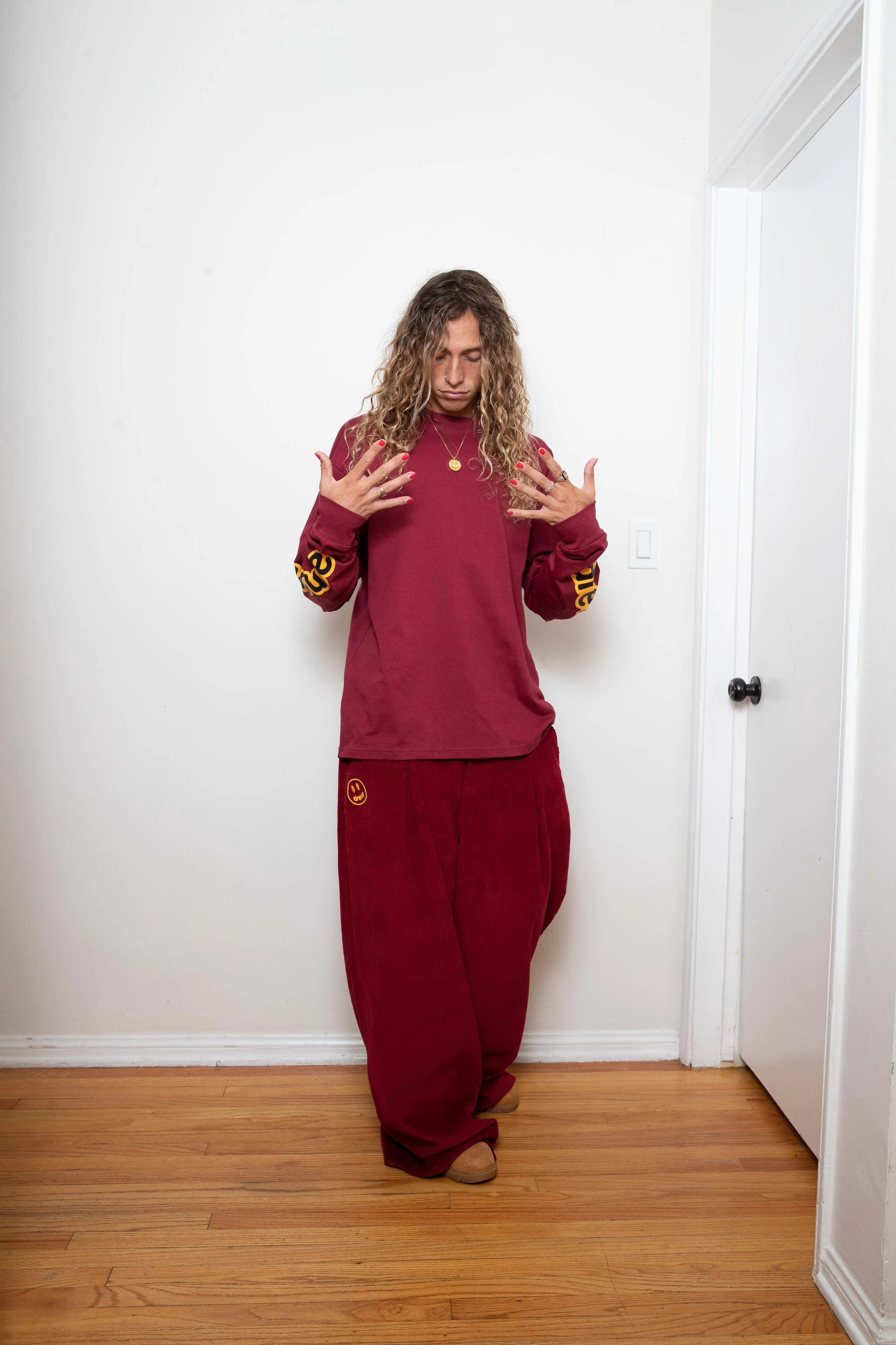 drew house ls hug tee - burgundy sold by DREW product image thumbnail 3