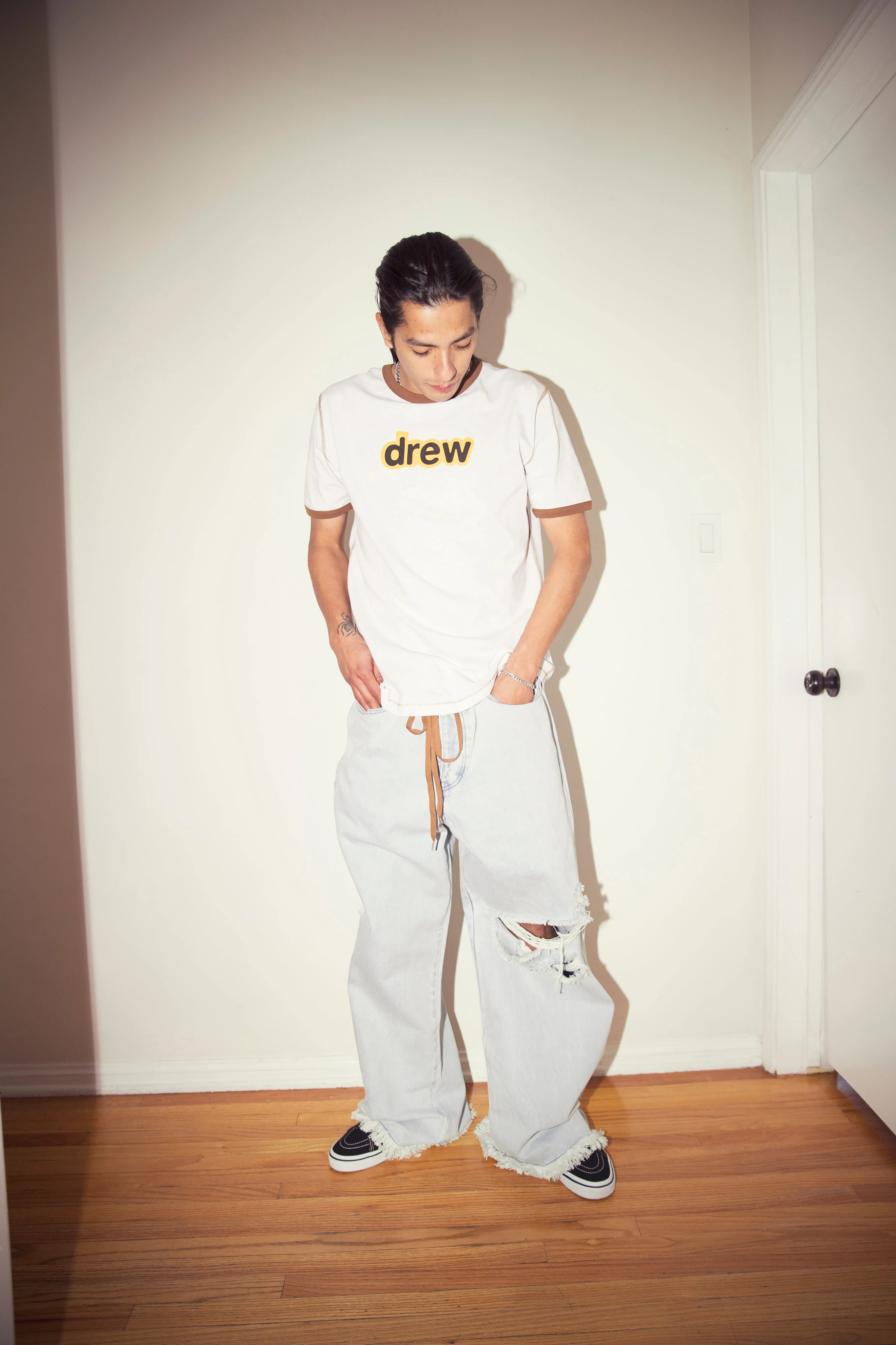 ultra wide leg jean - distressed vintage indigo sold by DREW product image thumbnail 5