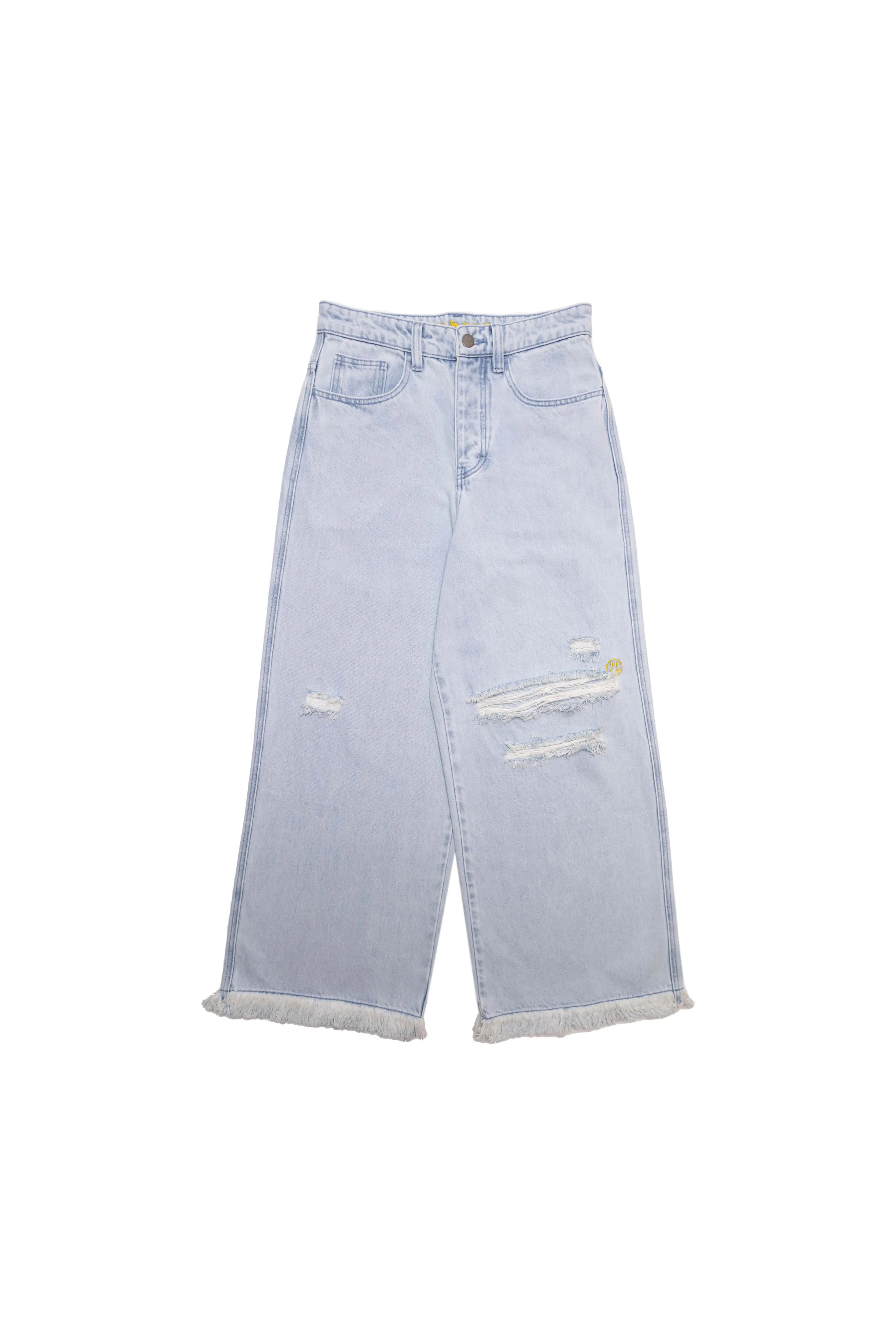 ultra wide leg jean - distressed vintage indigo sold by DREW