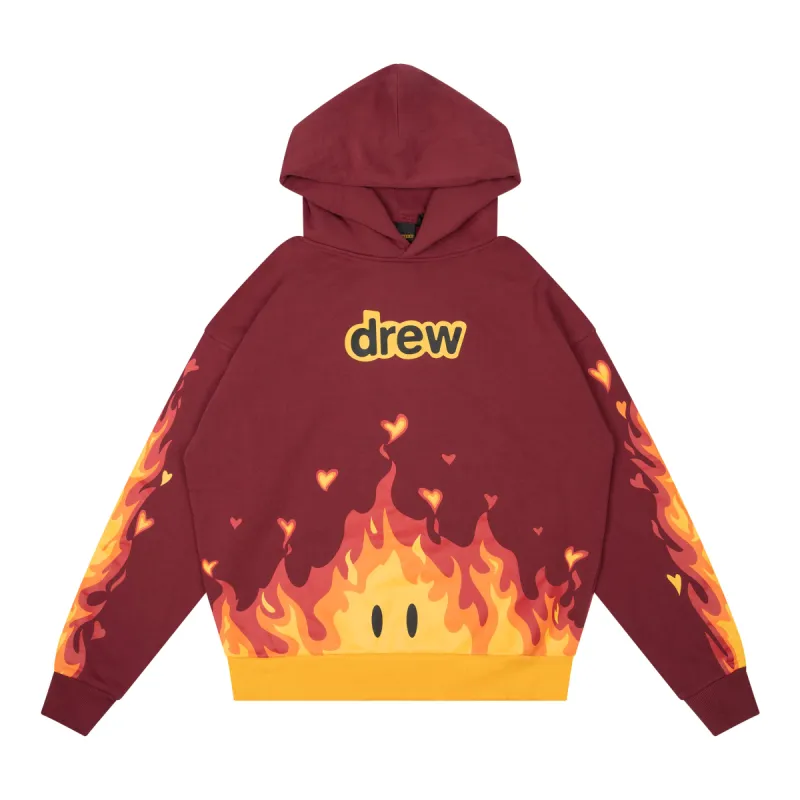 drew house fire hoodie - burgundy sold by DREW