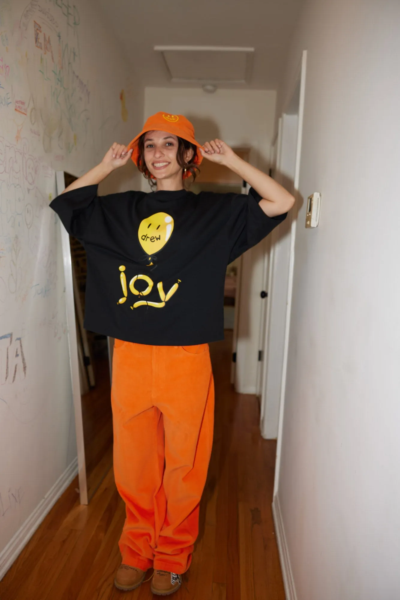 corduroy bucket hat - orange sold by DREW product image thumbnail 4