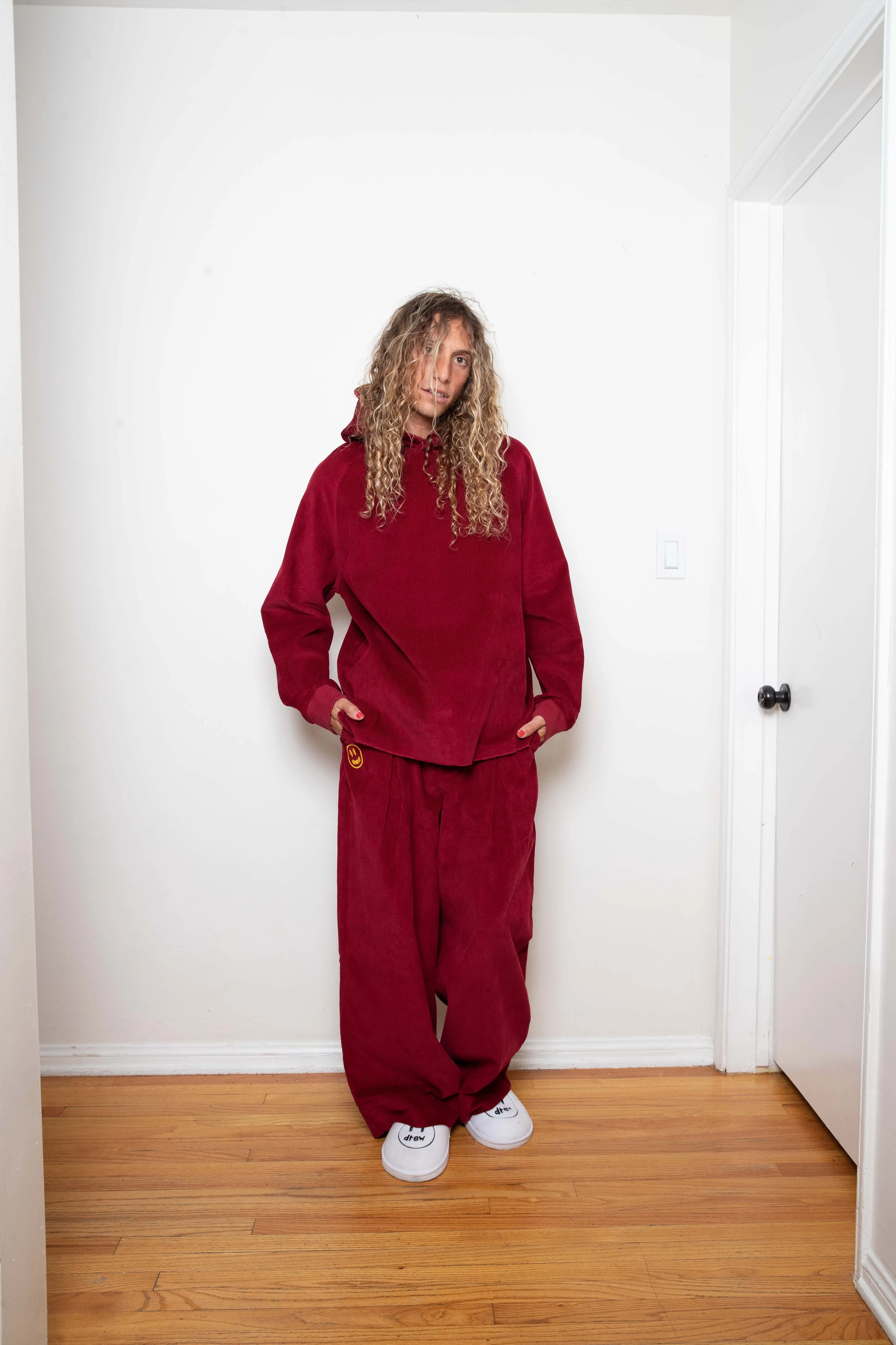 corduroy hoodie - burgundy sold by DREW product image thumbnail 3