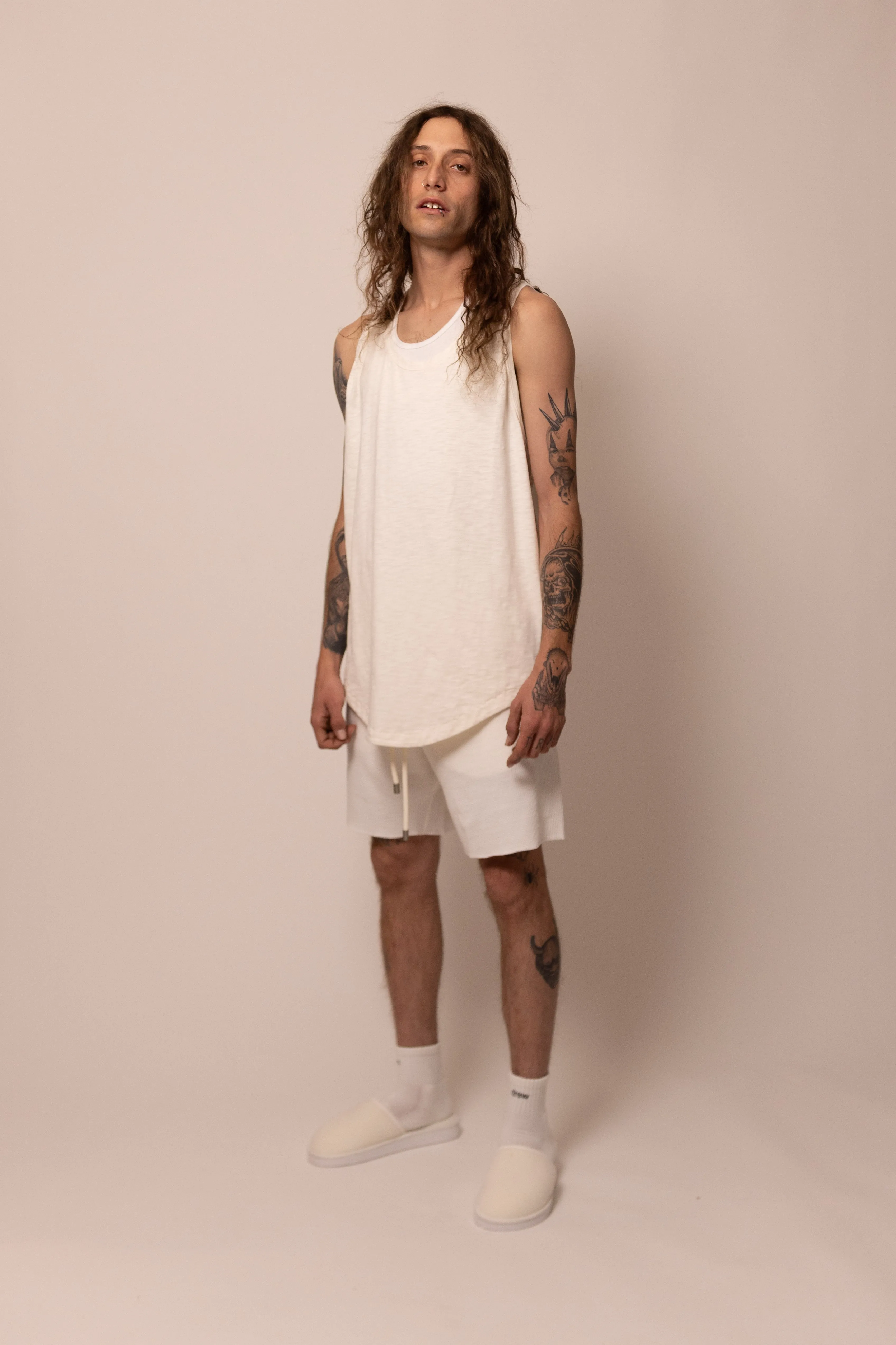 cuved hem tank top - cloud sold by DREW product image thumbnail 5