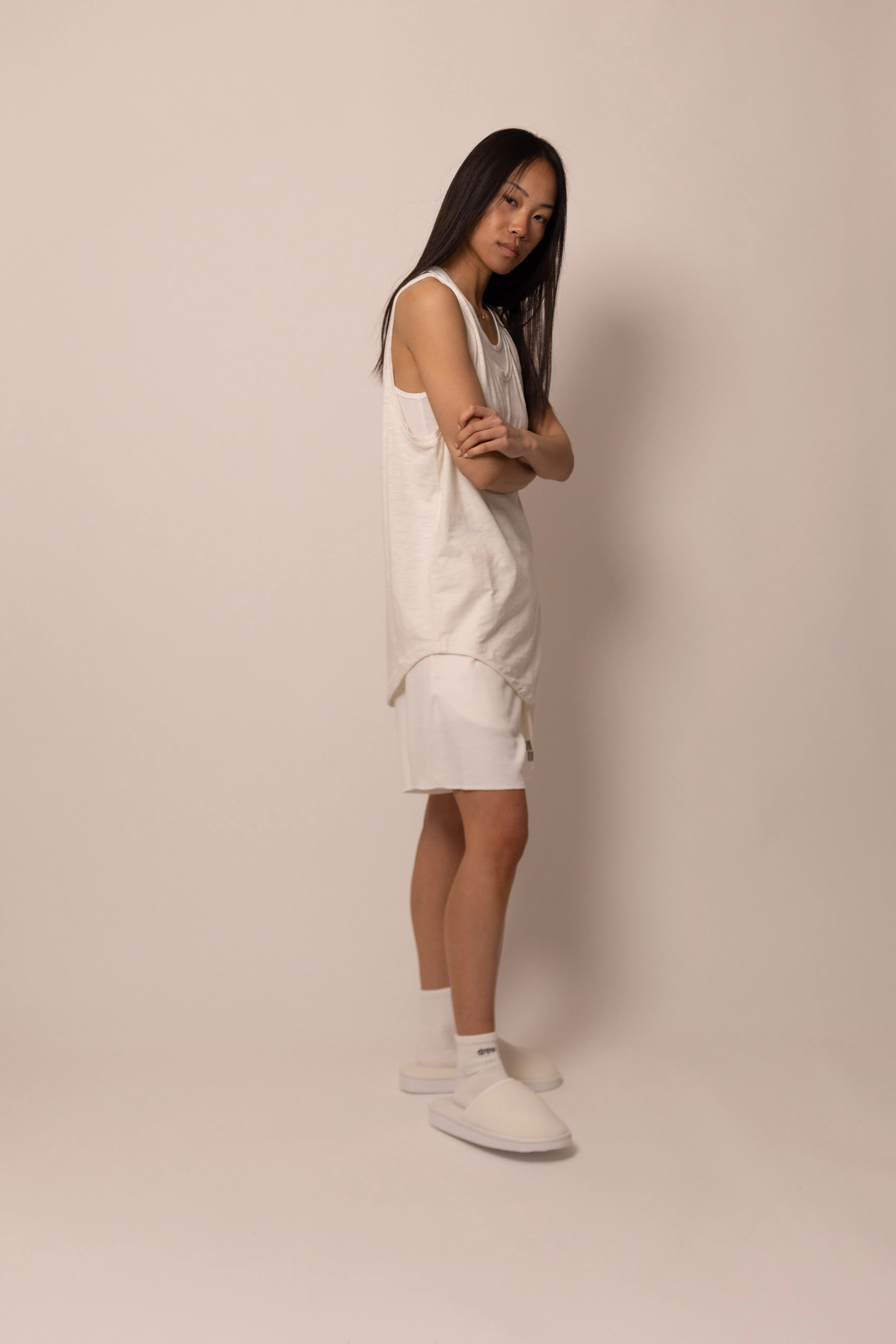 cuved hem tank top - cloud sold by DREW product image thumbnail 4