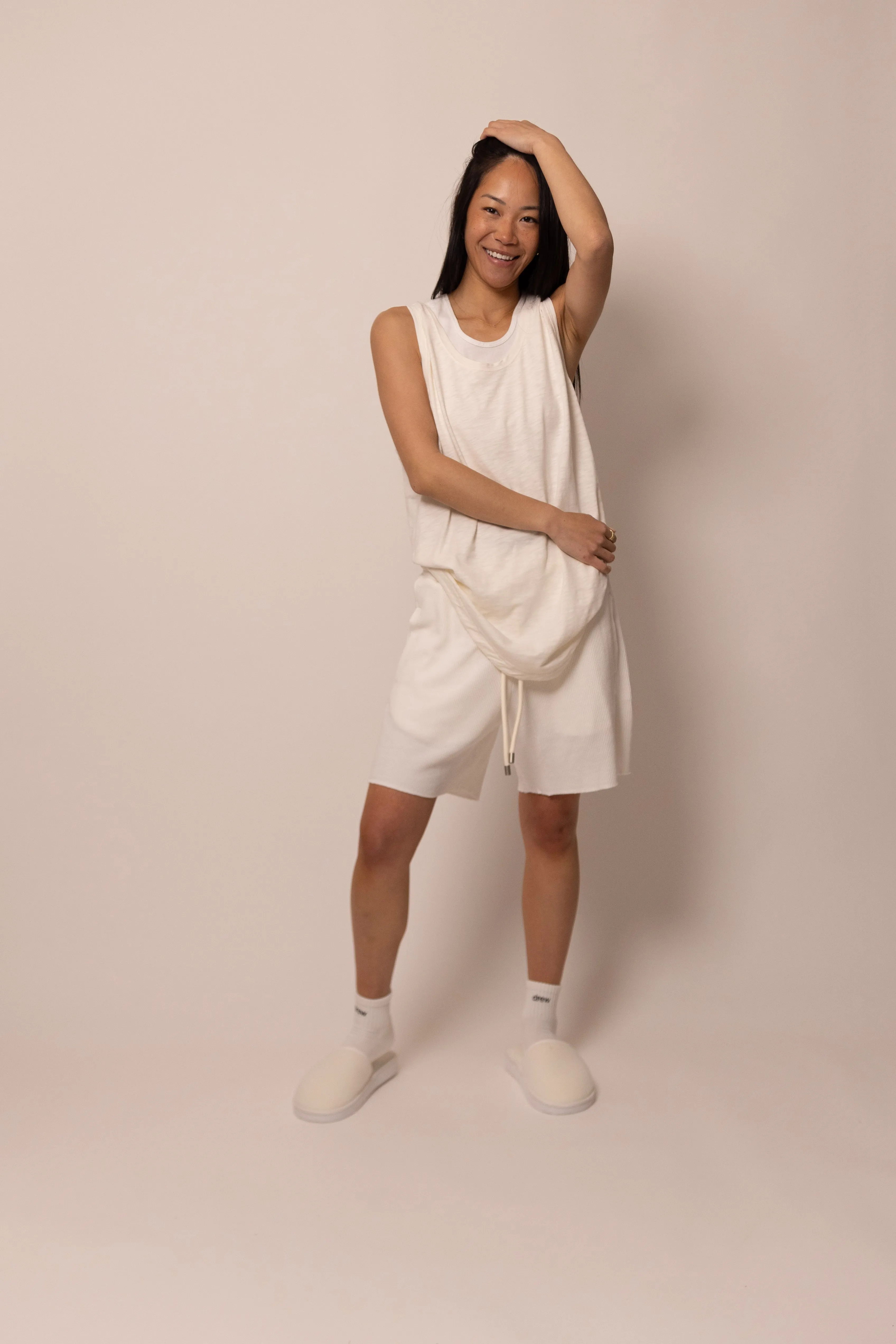 cuved hem tank top - cloud sold by DREW product image thumbnail 2