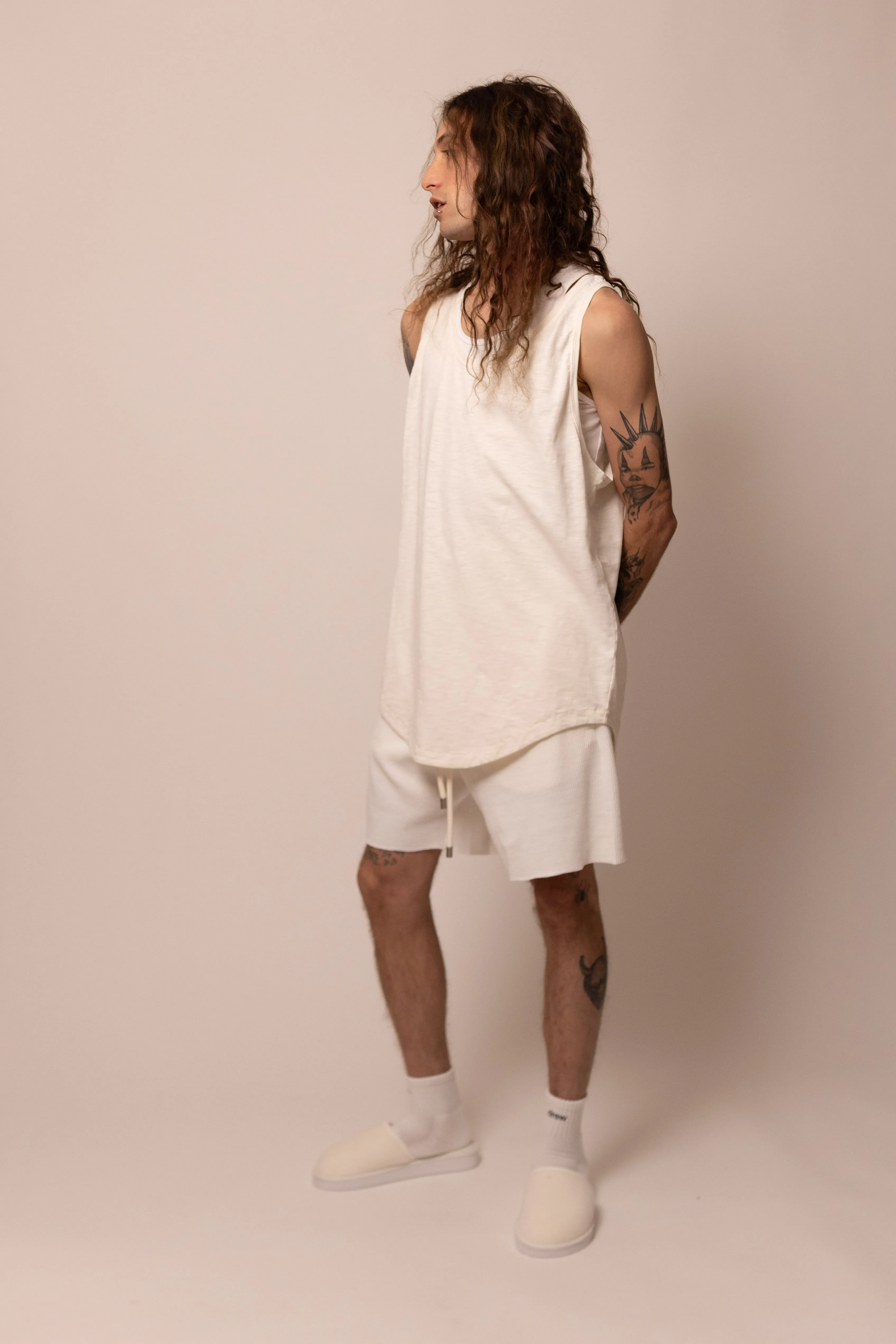 cuved hem tank top - cloud sold by DREW product image thumbnail 3