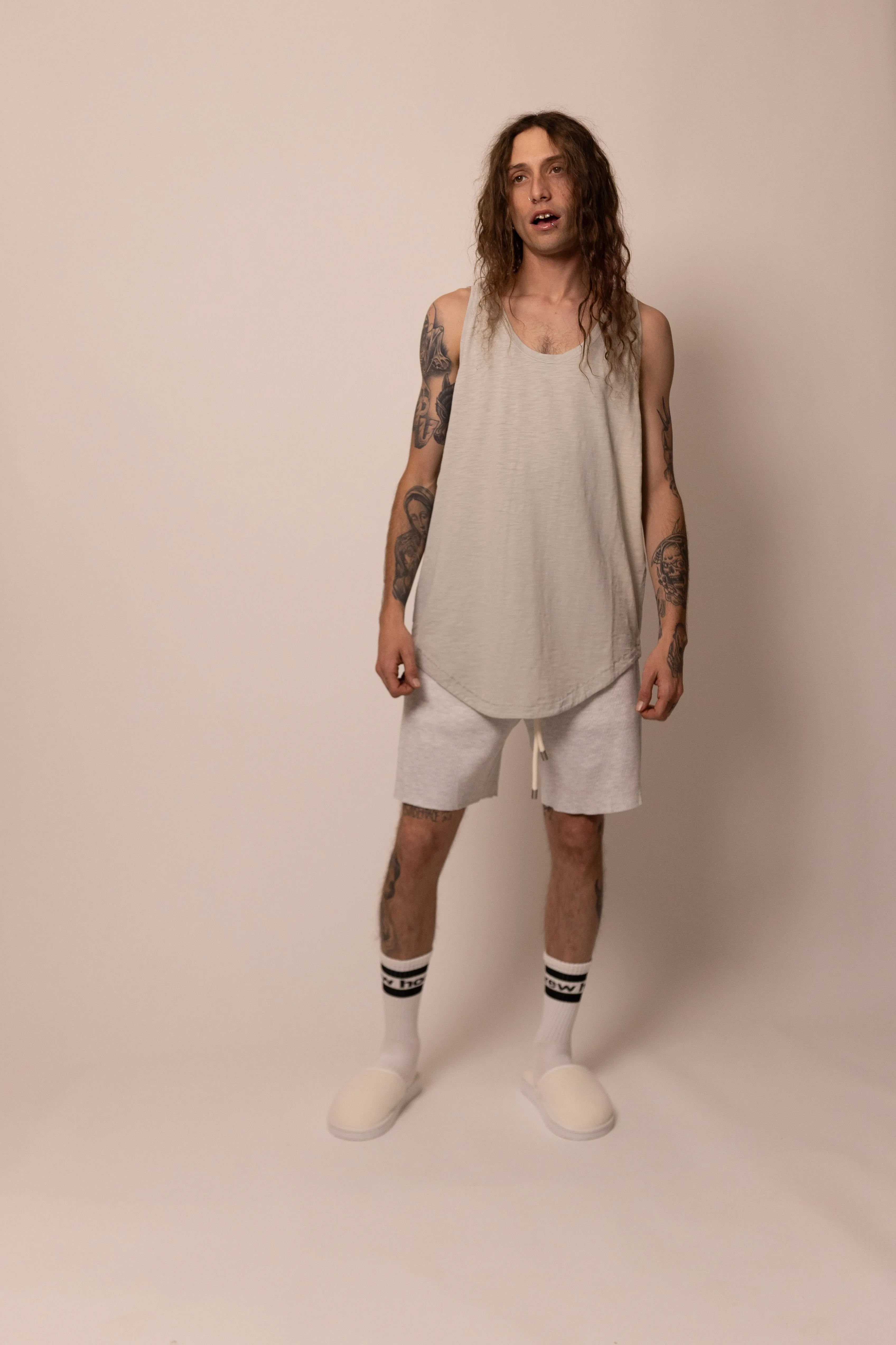 cuved hem tank top - lunar sold by DREW