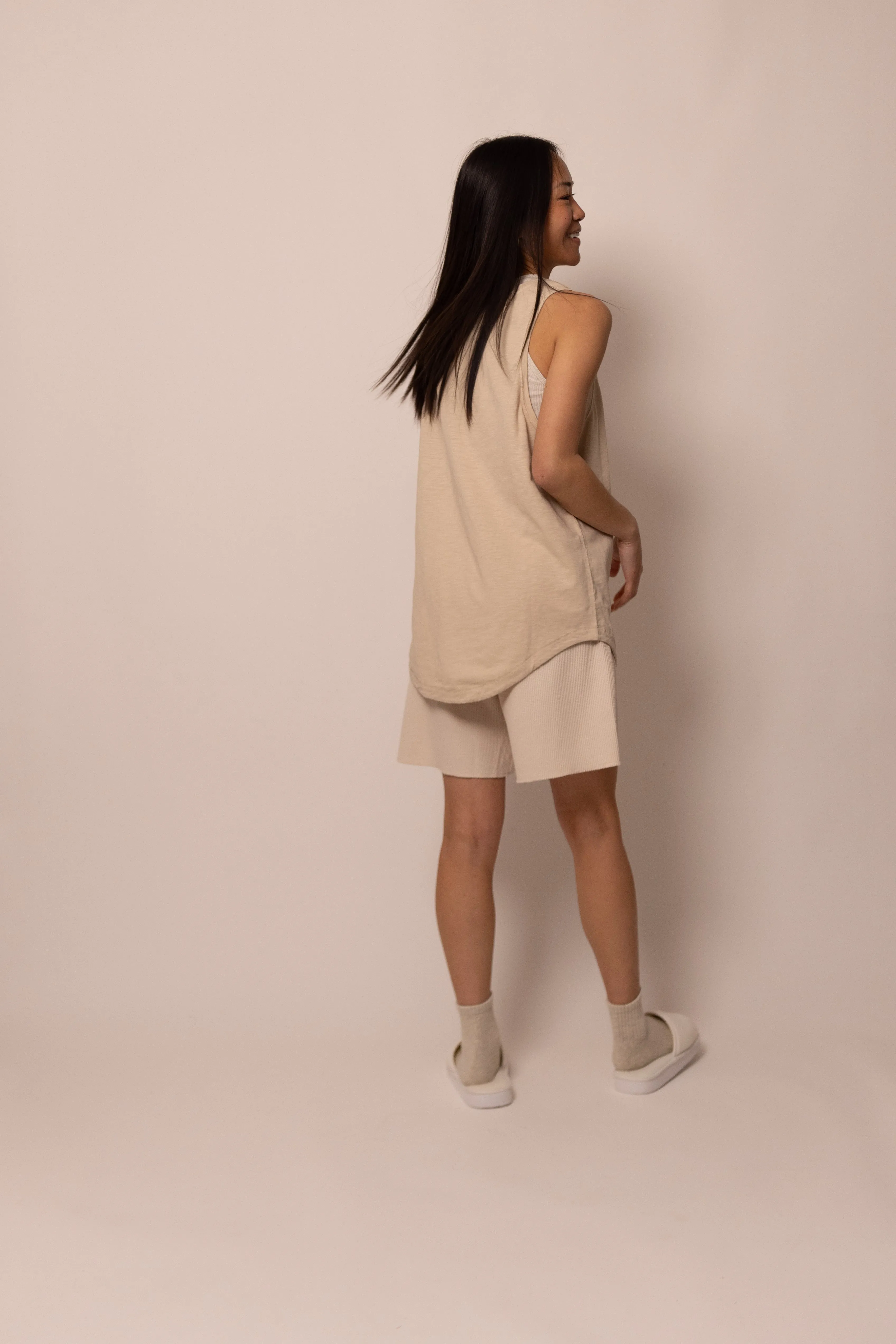 cuved hem tank top - parchment sold by DREW product image thumbnail 4