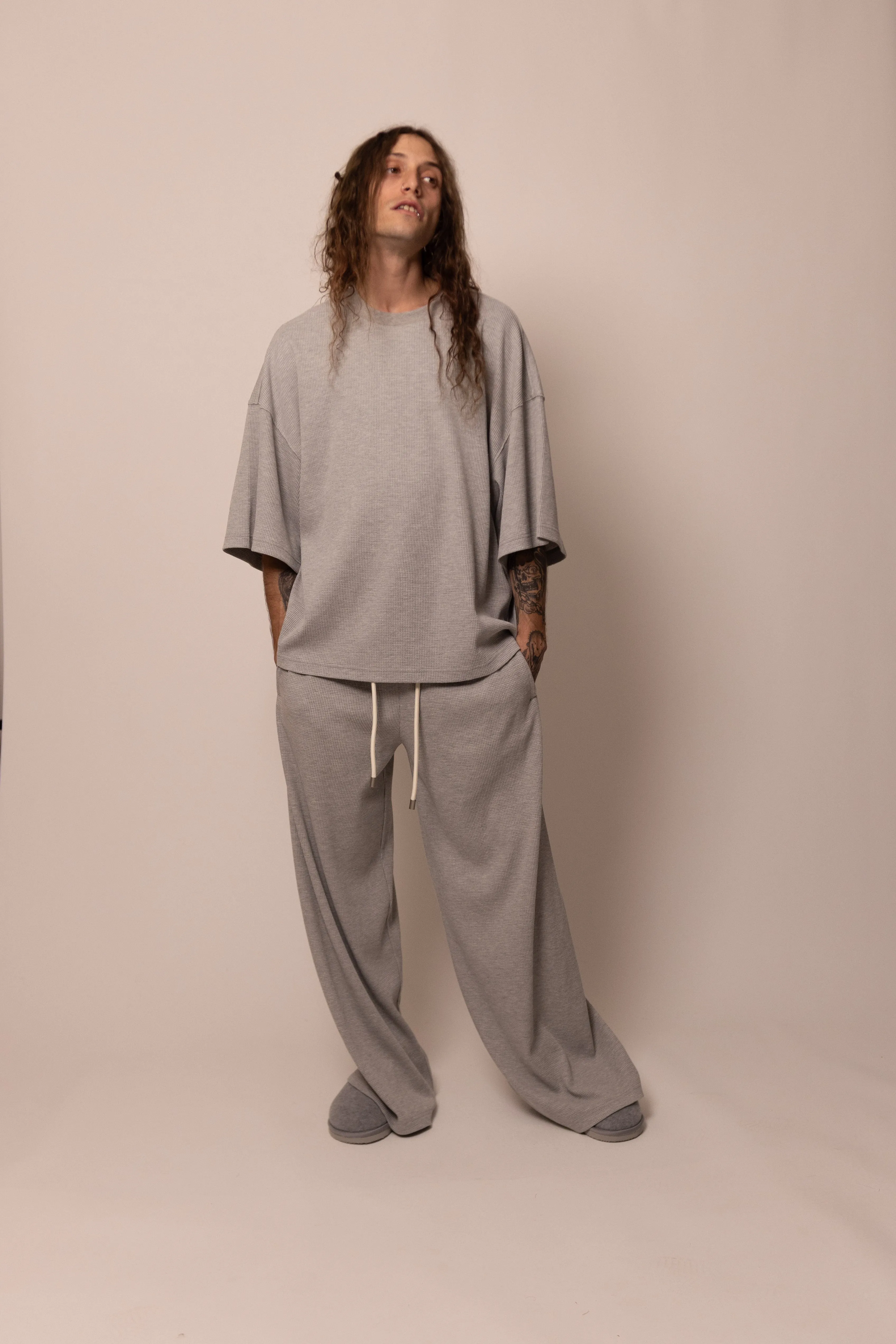 thermal tee - heather grey sold by DREW