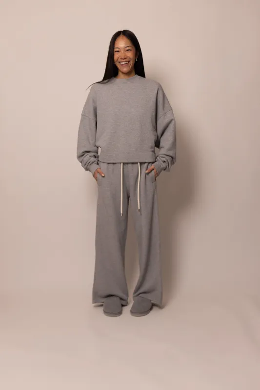 batwing crewneck - heather grey sold by DREW