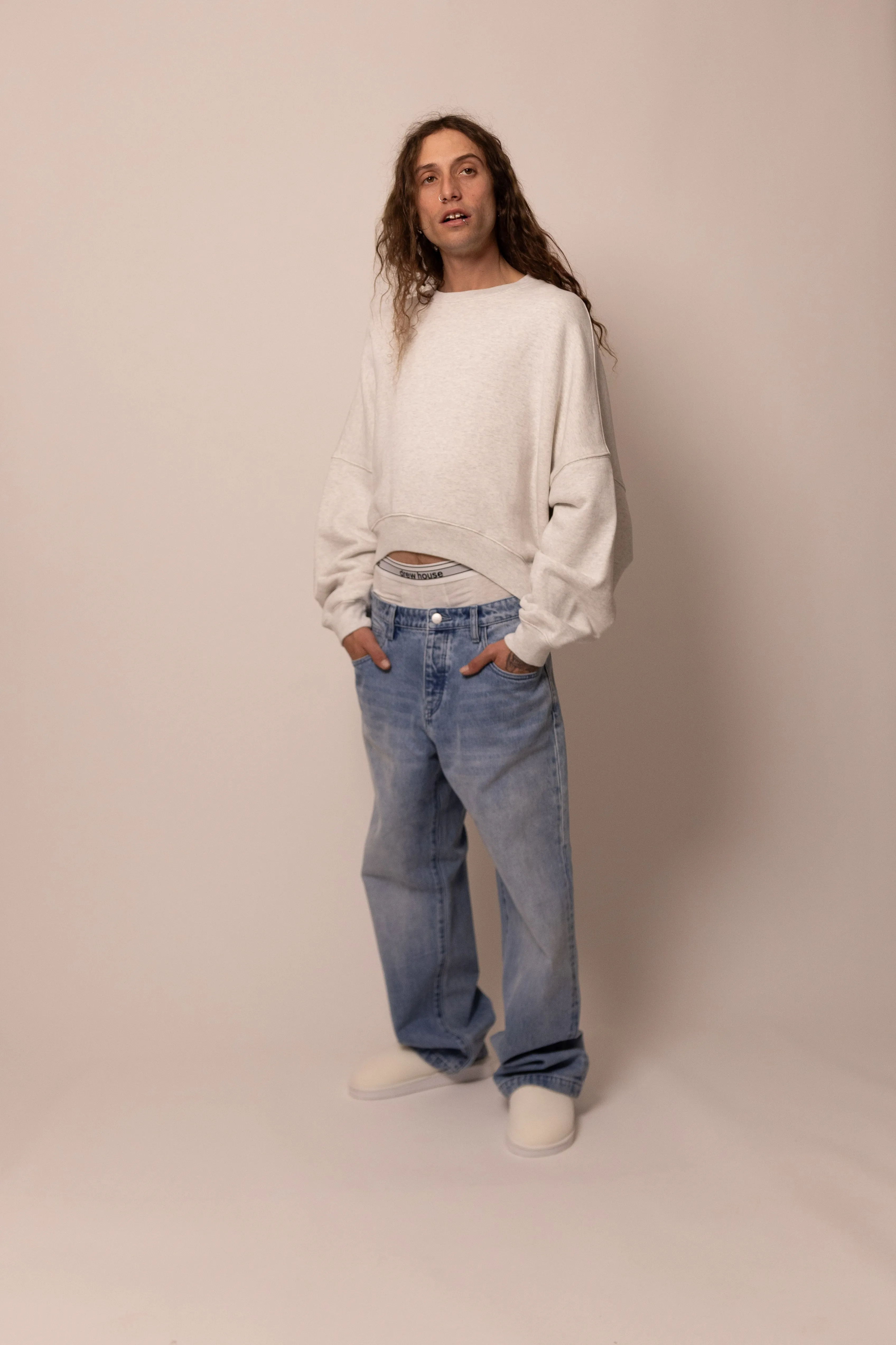 foundation crewneck - dove sold by DREW product image thumbnail 2