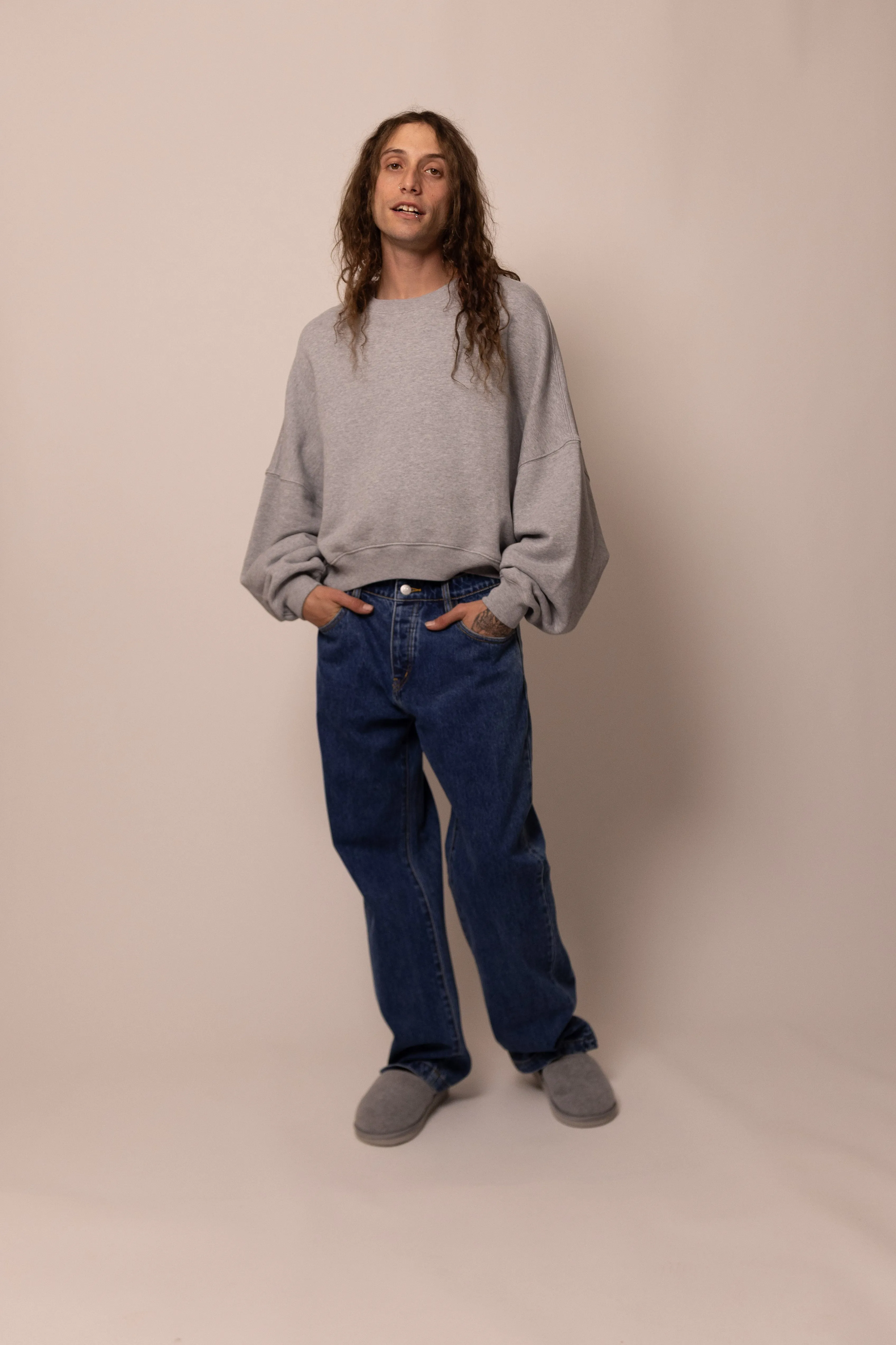 foundation crewneck - heather grey sold by DREW