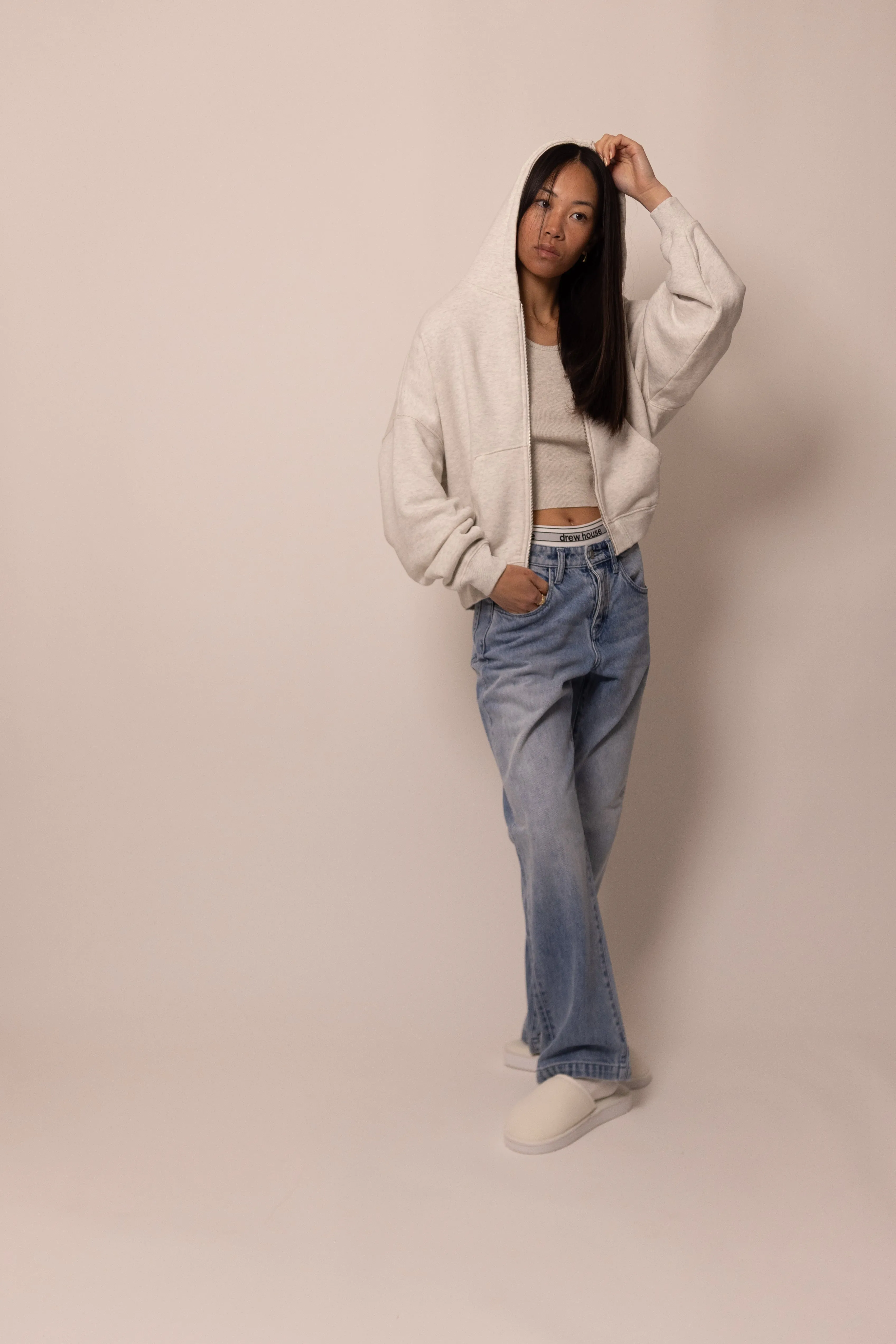 foundation zipup hoodie - dove sold by DREW