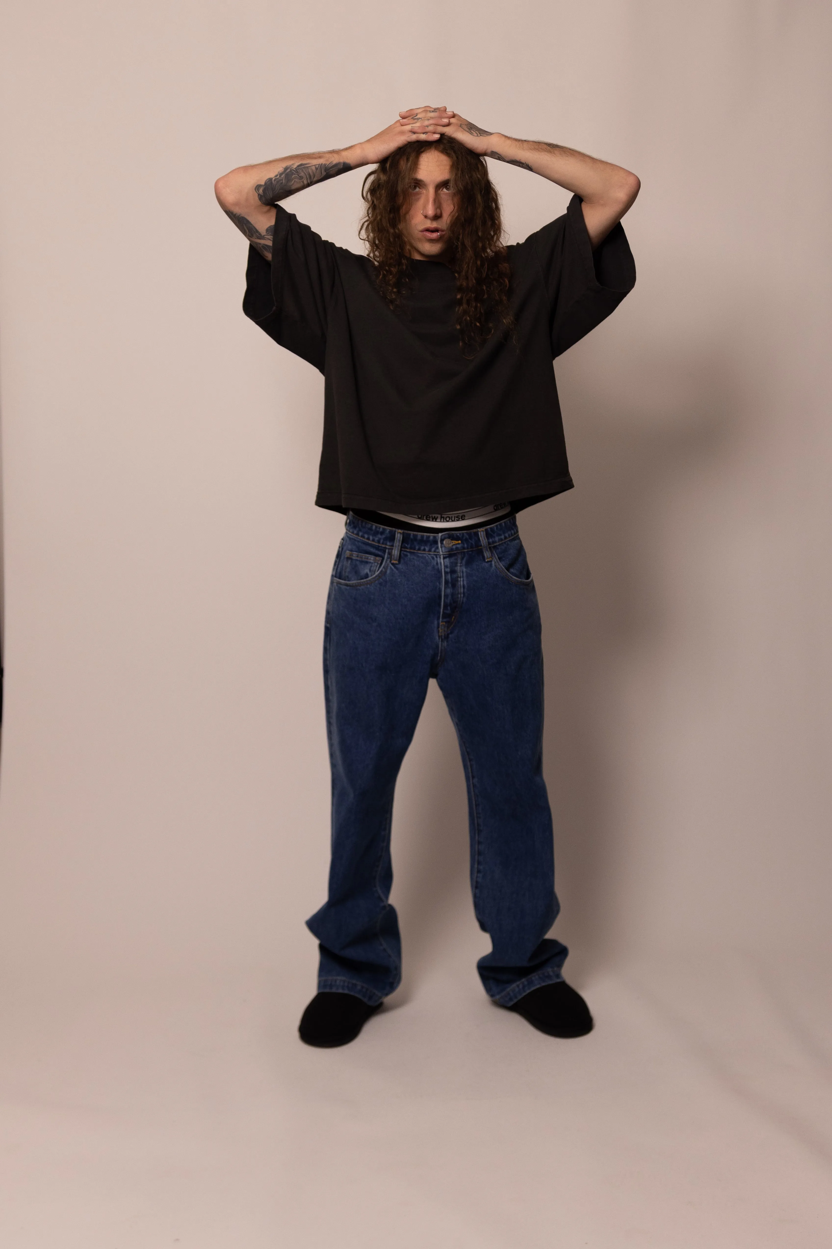 straight leg jean - stone wash sold by DREW