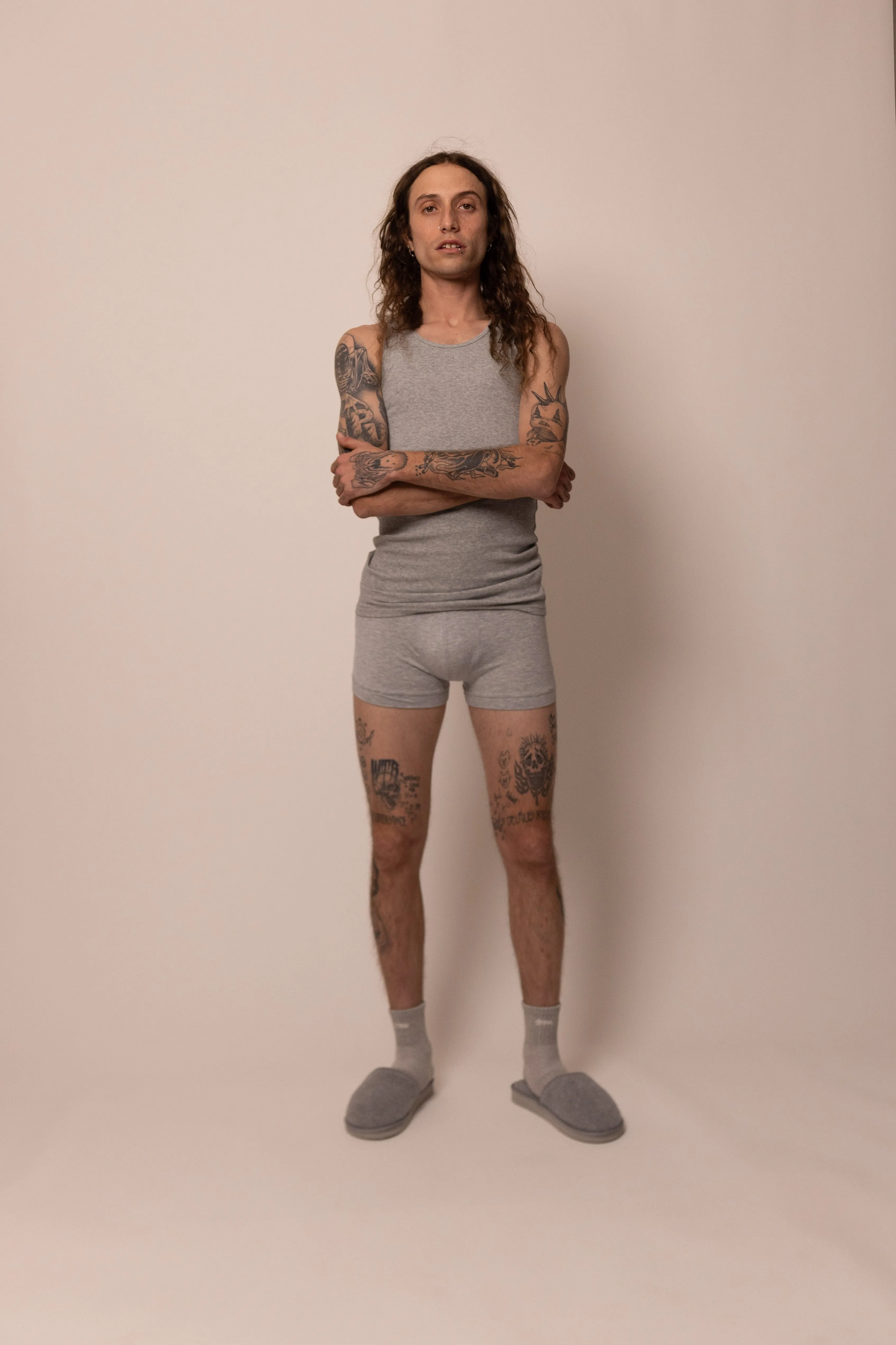 foundation tank - heather grey sold by DREW