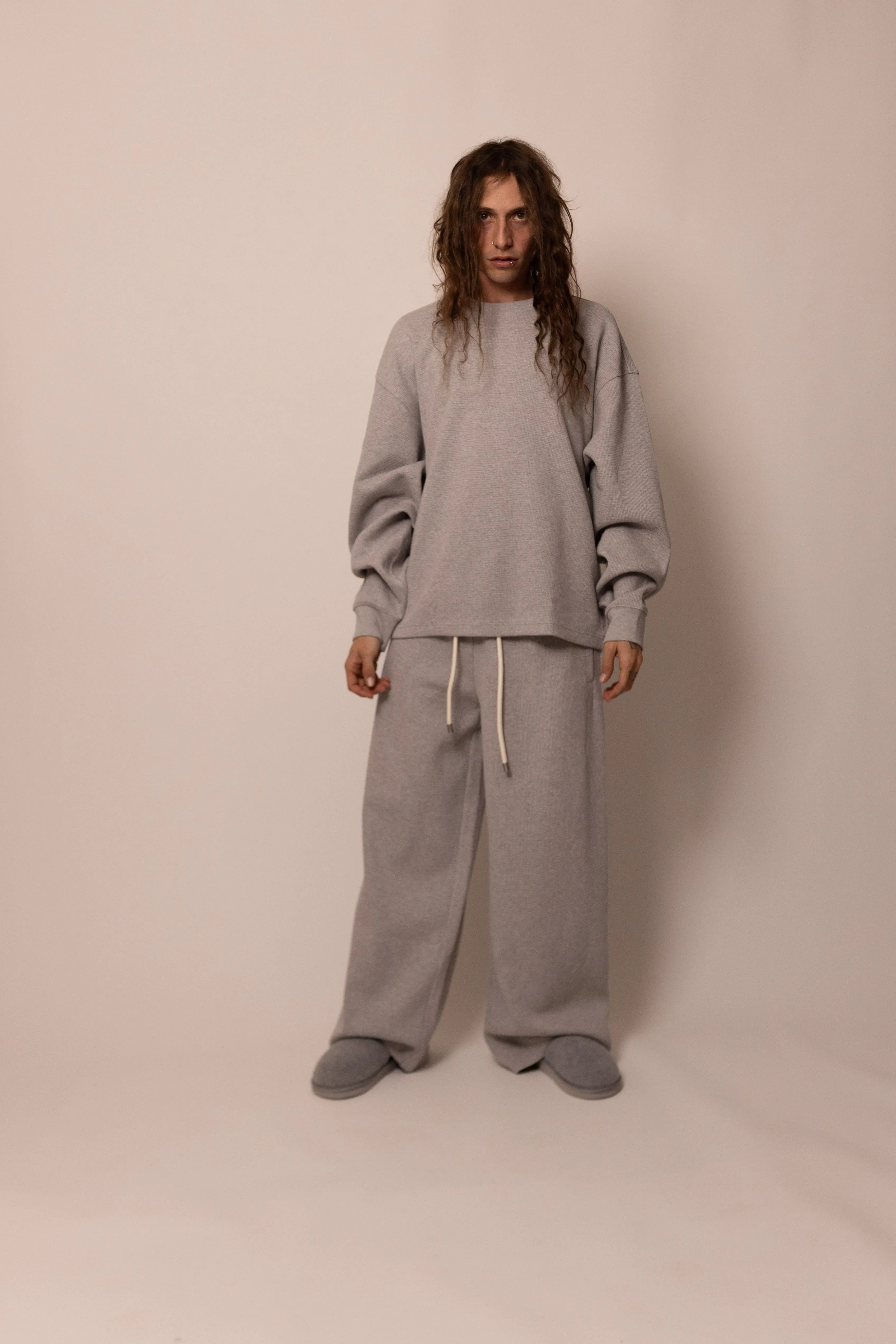 waffle long sleeve - heather grey sold by DREW