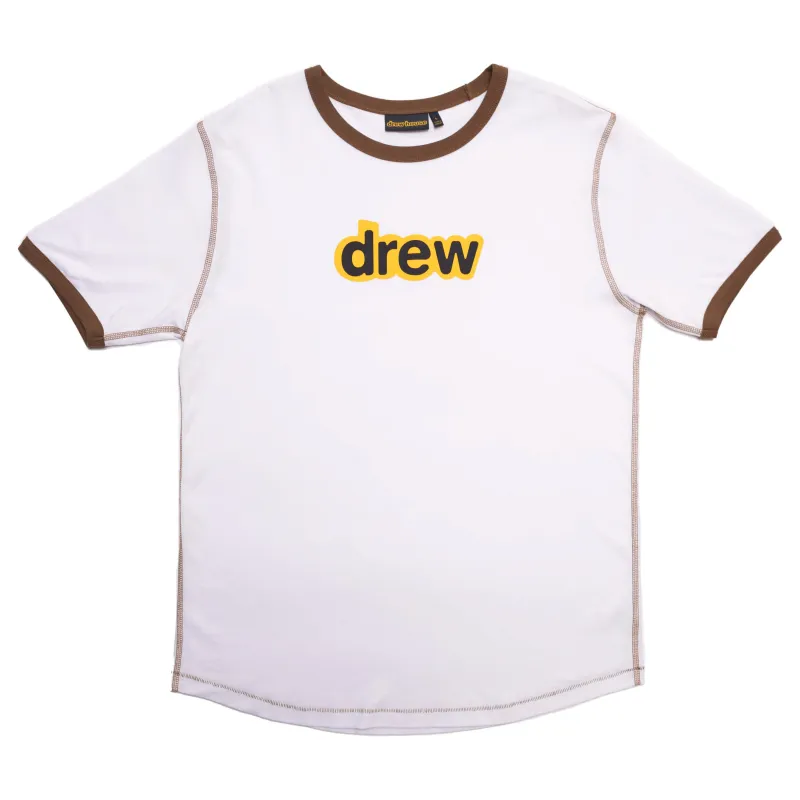secret ss ringer tee - white/brown sold by DREW