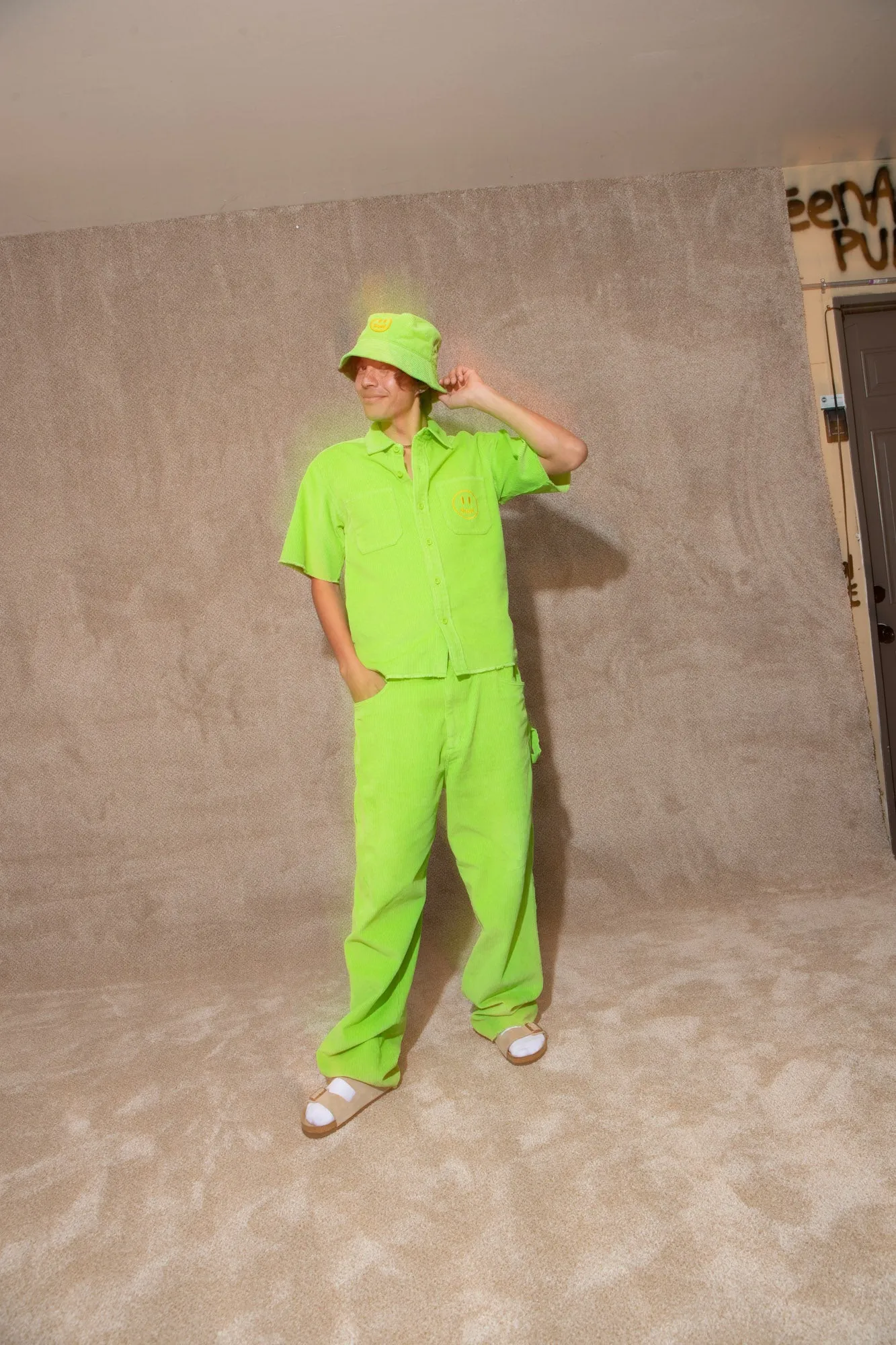 corduroy bucket hat - lime sold by DREW product image thumbnail 4