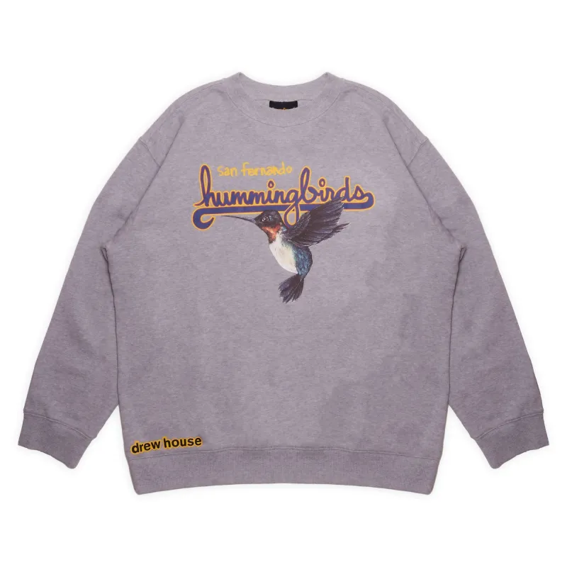 hummingbirds crewneck - heather grey sold by DREW