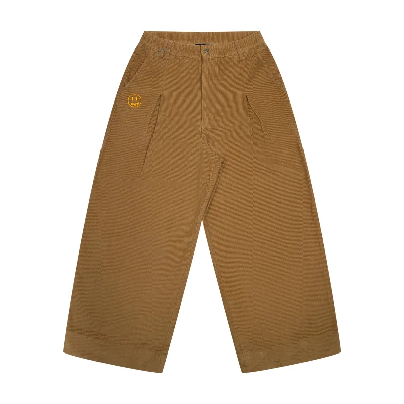 corduroy ultra wide pleated pant - red brown sold by DREW