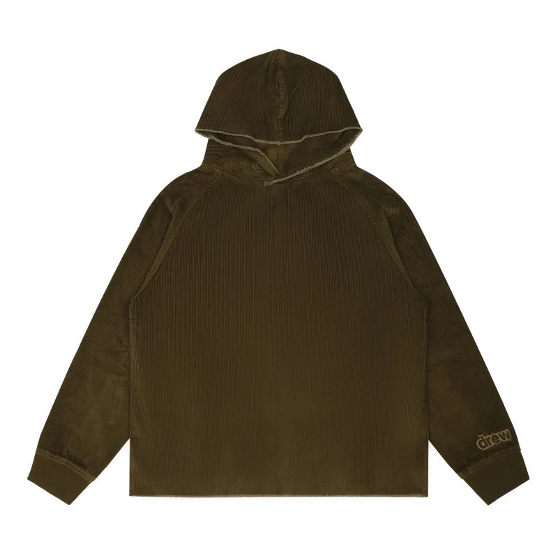 corduroy hoodie - midnight olive sold by DREW
