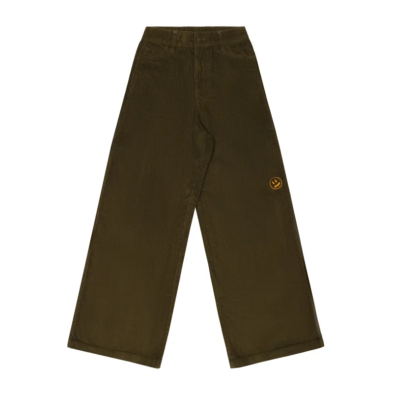 ultra wide leg corduroy carpenter pant - midnight olive sold by DREW