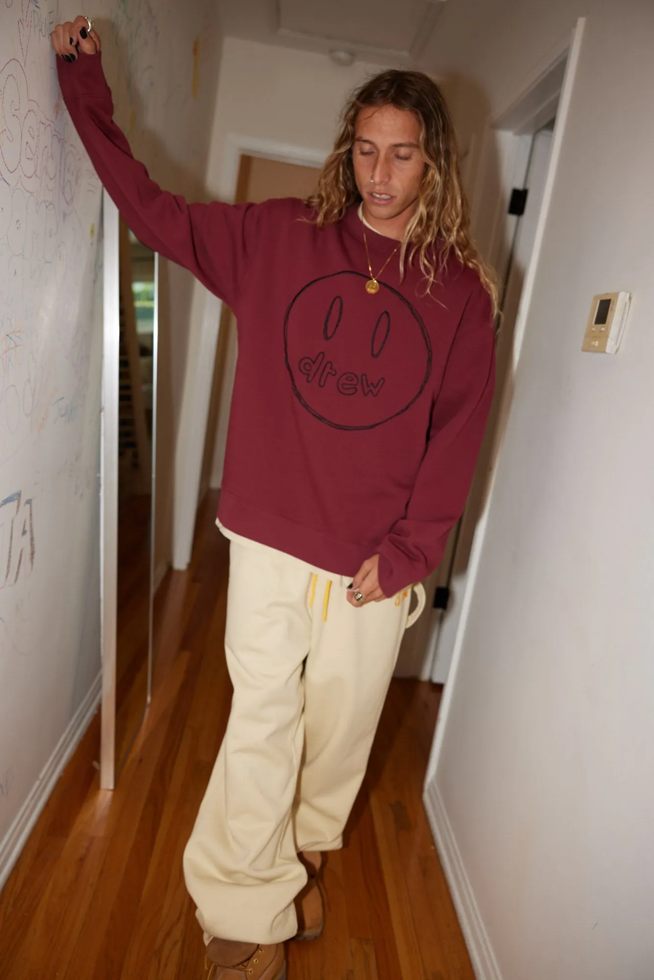 sketch mascot crewneck - burgundy sold by DREW product image thumbnail 4