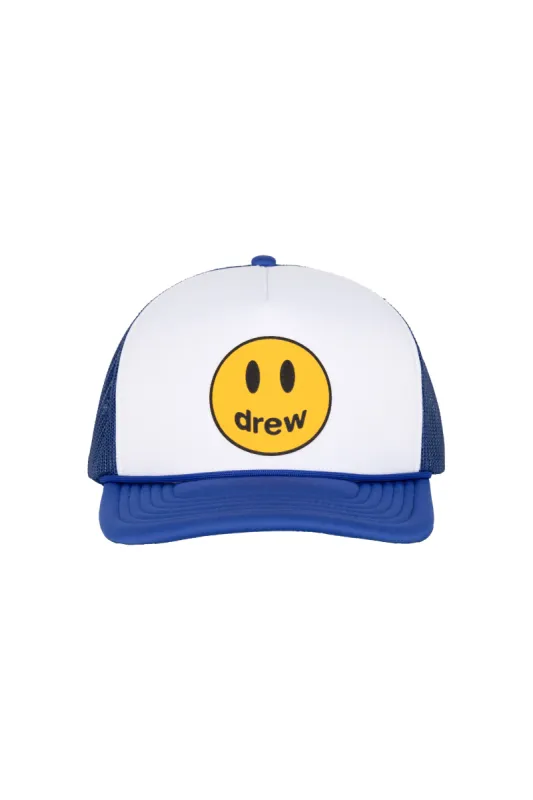 mascot trucker hat - white/royal blue made by DREW