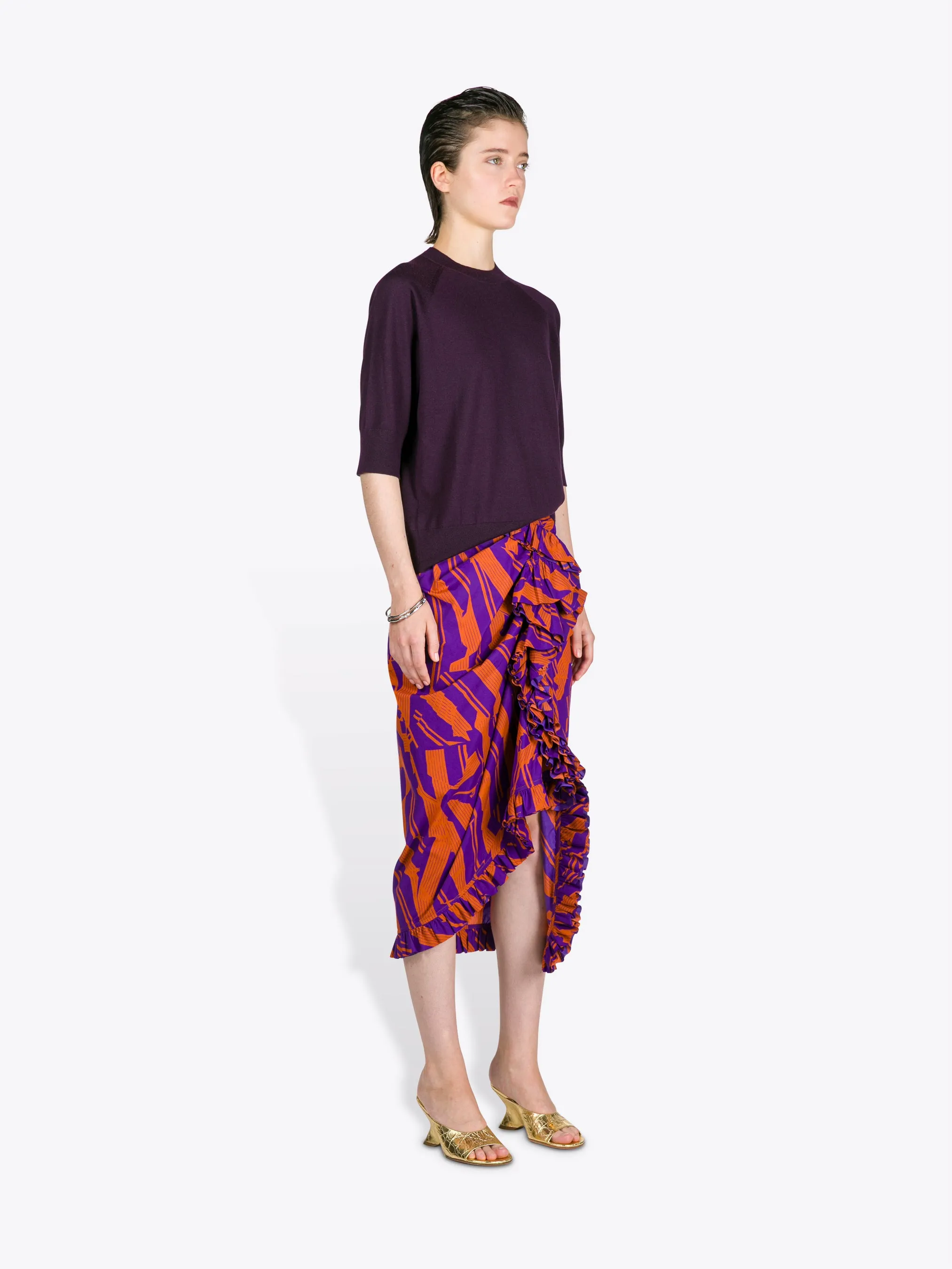 Ruffled cotton skirt sold by Dries Van Noten product image thumbnail 3