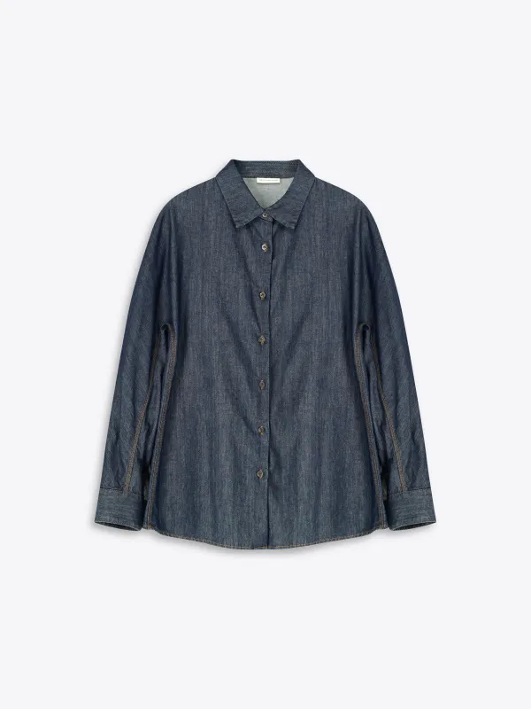 Denim cocoon shirt sold by Dries Van Noten