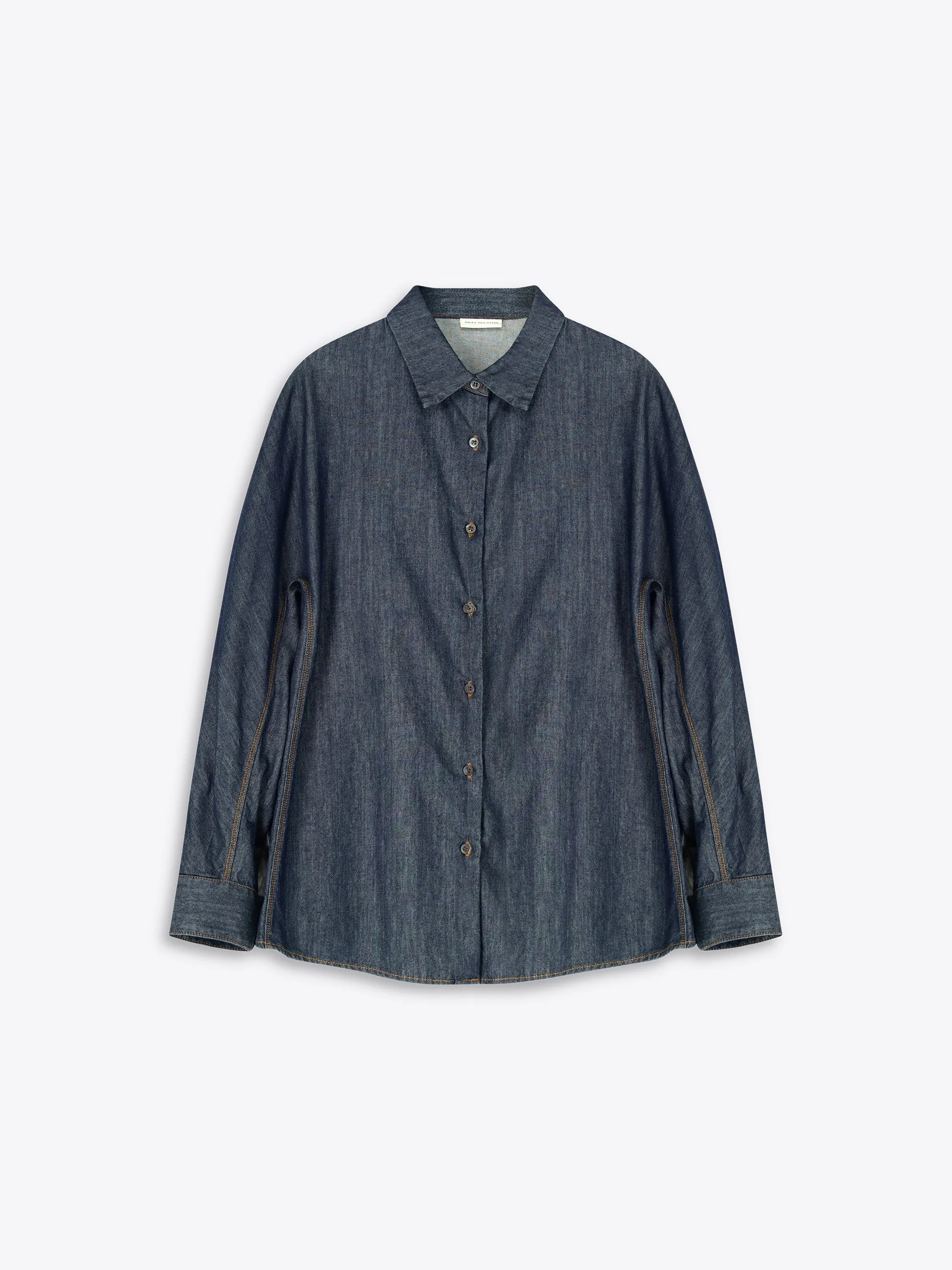Denim cocoon shirt sold by Dries Van Noten