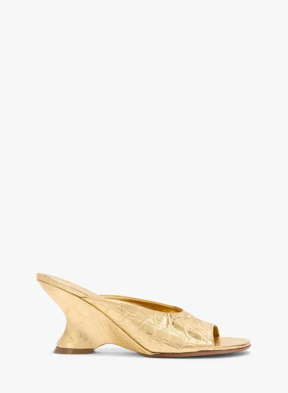 Open-toe leather mules made by Dries Van Noten